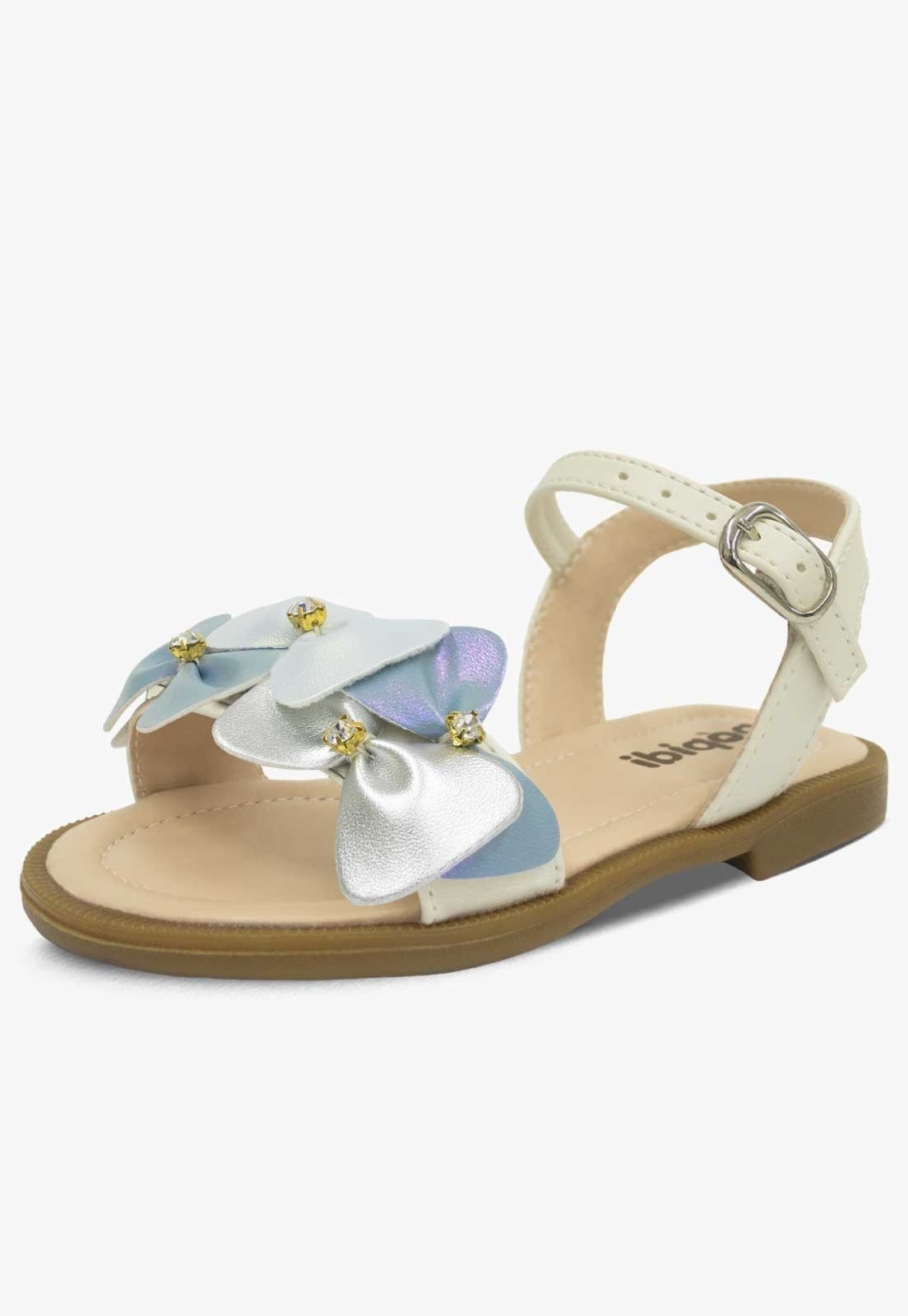 Infantil – Sandália Rasteira Pópidi Menina Laço Festa Off White