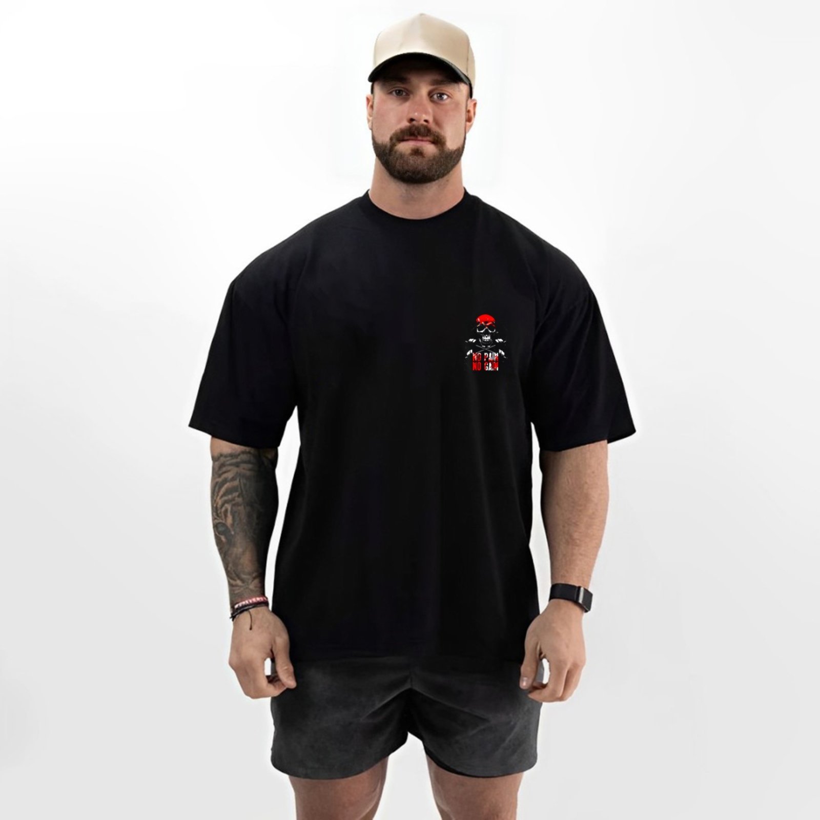 Camiseta Oversized Over Masculina Algodão Academia Preto