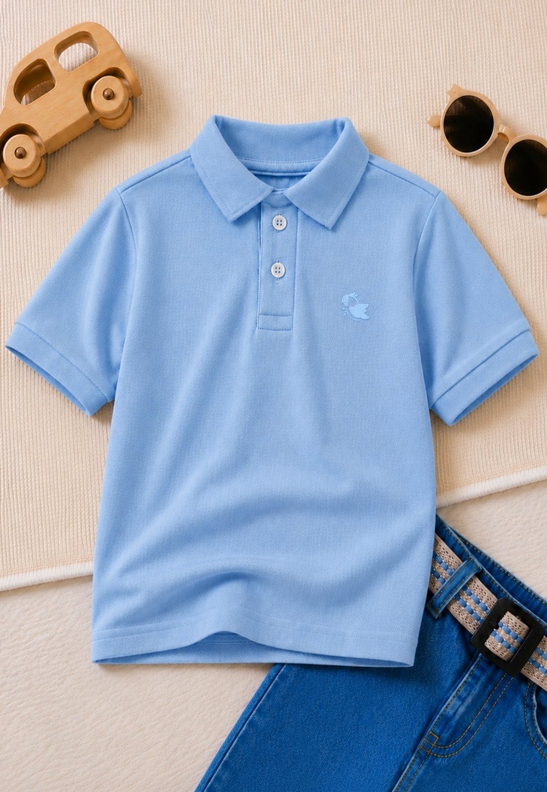 Infantil - Polo Menino Camisa Manga Curta Algodão Piquet Daze Modas Azul