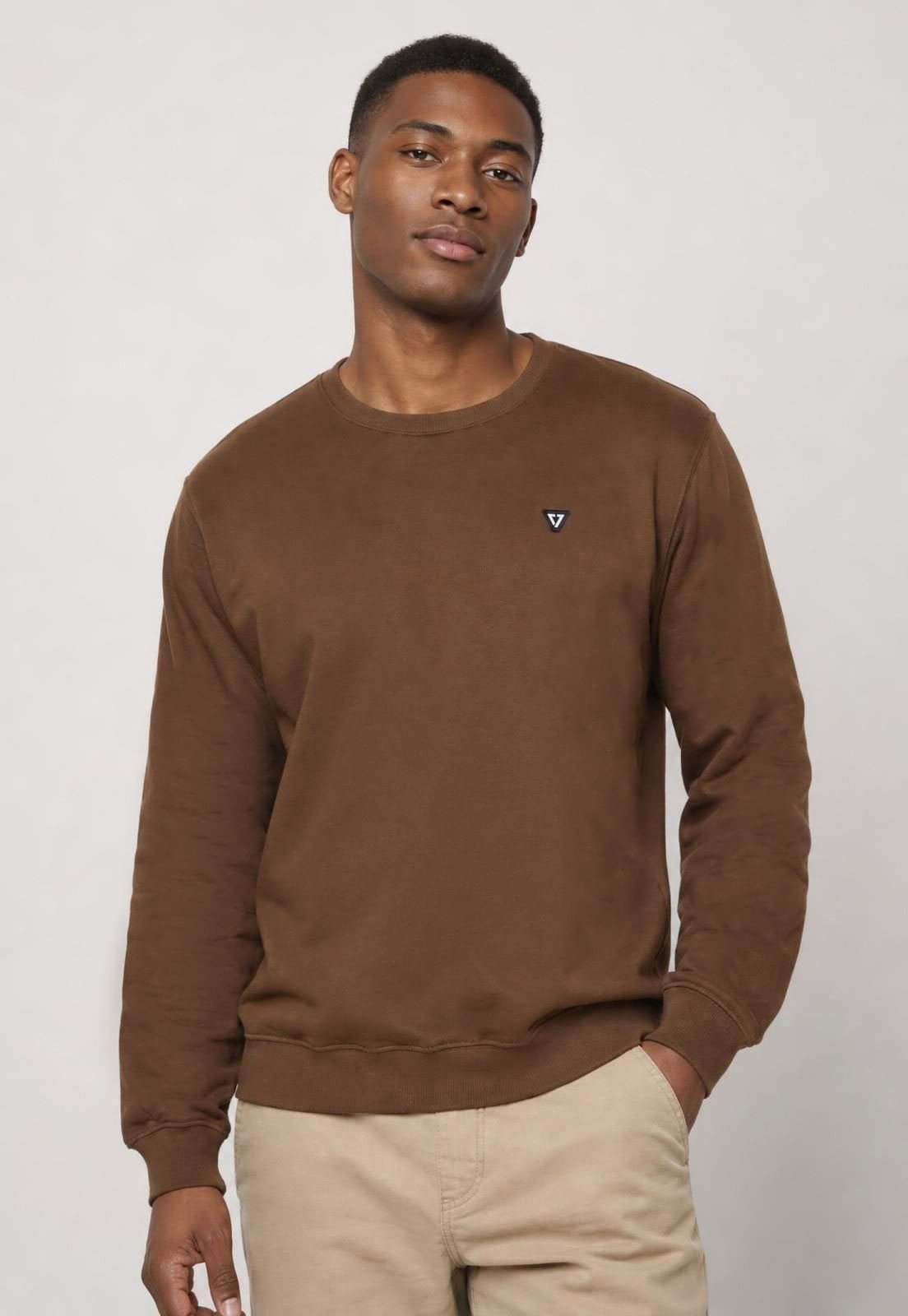 Blusa de Moletom Masculina Vissla Logo Marrom