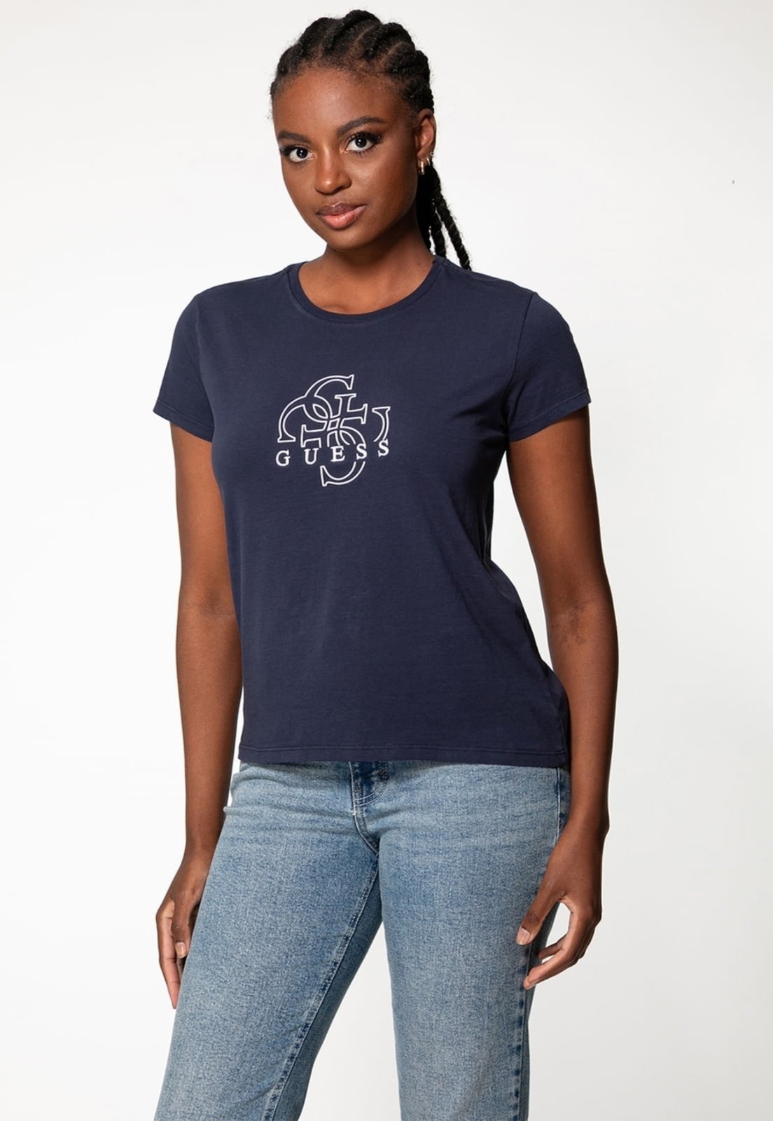 Camiseta Guess 4G Relevo Azul Escuro