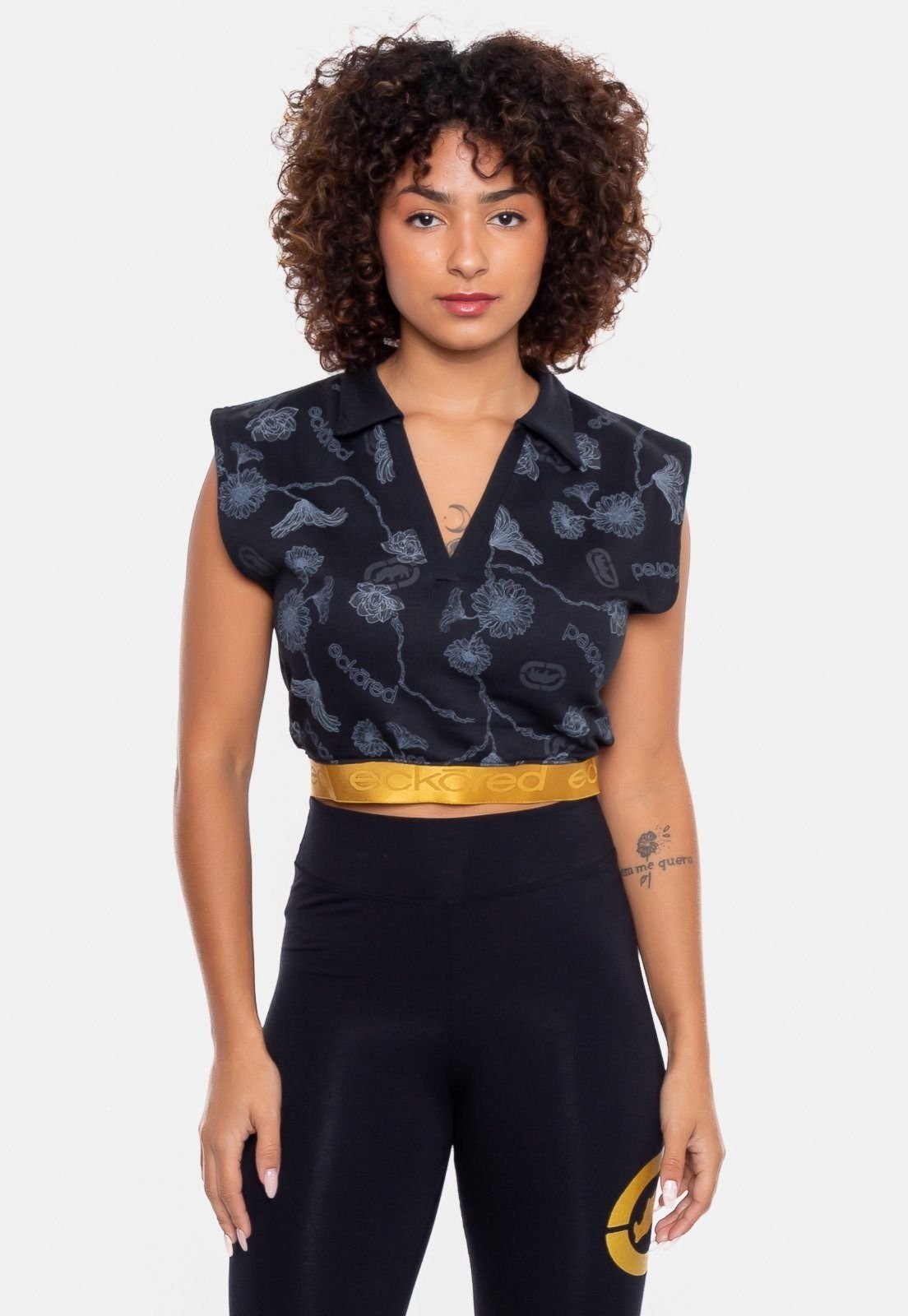 Camisa Polo Ecko Feminina Chave Preta