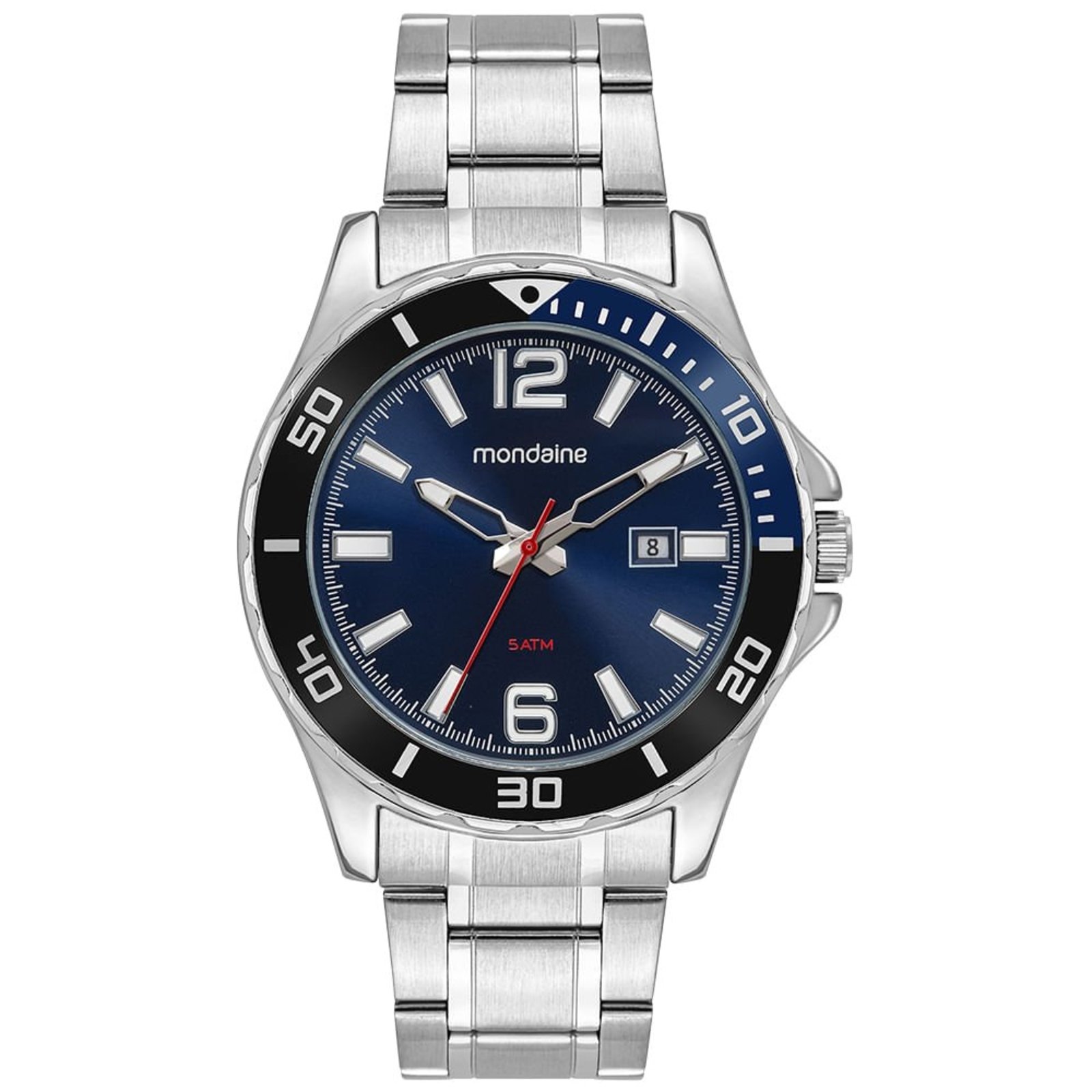 Relógio Mondaine Masculino Com Calendário detalhe Azul Mondaine