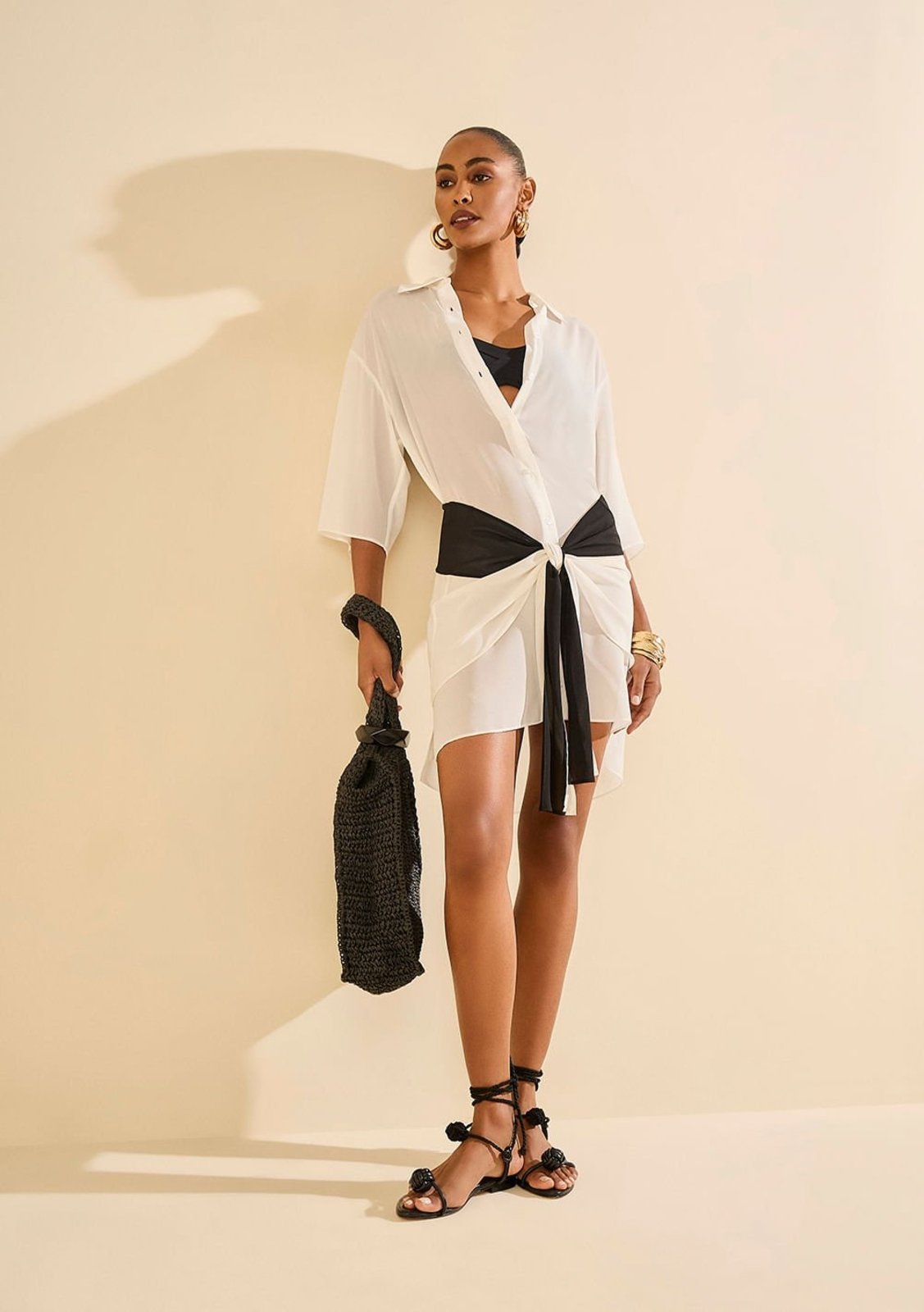 Camisa Morena Rosa Manga Media Envoltura Off-white