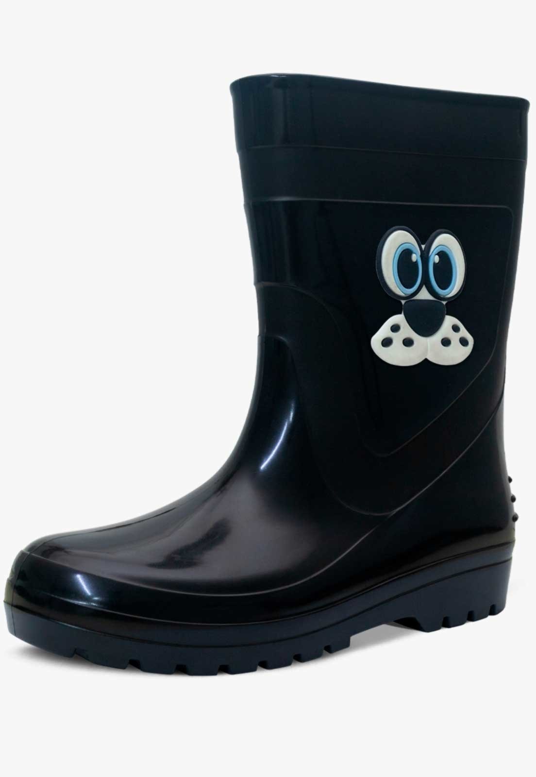 Infantil – Bota Galocha Impermeável Masculina Pópidi Cachorrinho Preto
