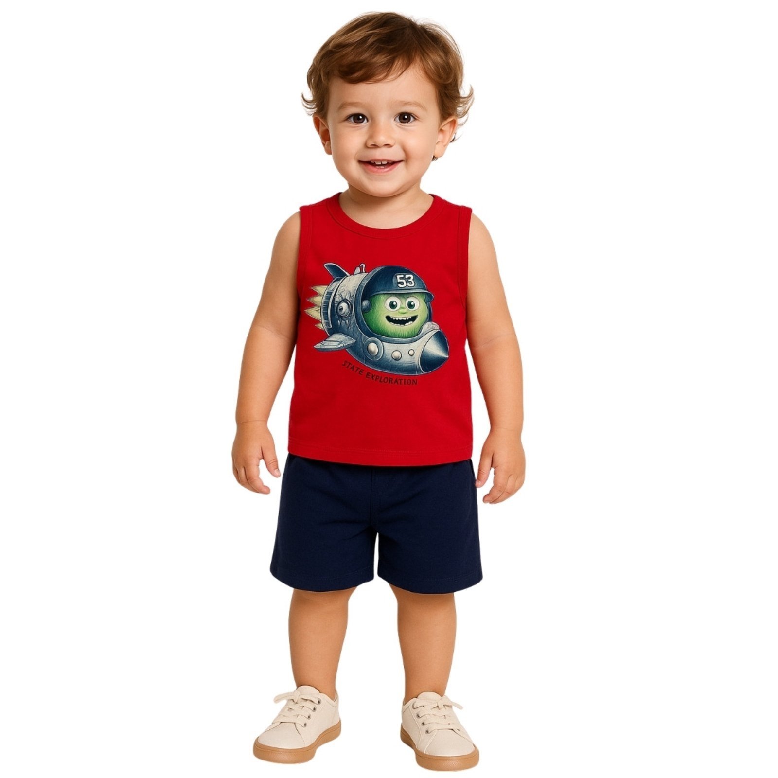 Infantil – Conjunto 2pçs Manga Curta Kyly Foguete Vermelho
