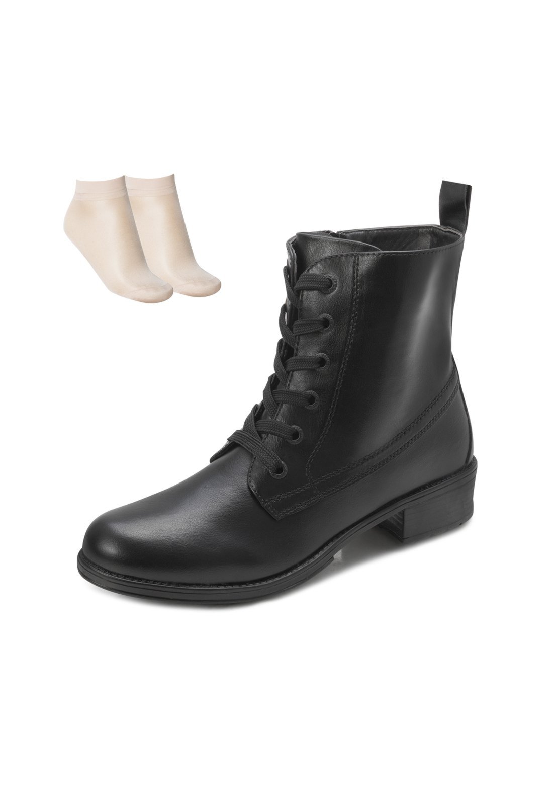 Bota Coturno Preto Pink Moon e Meia MC26-72106