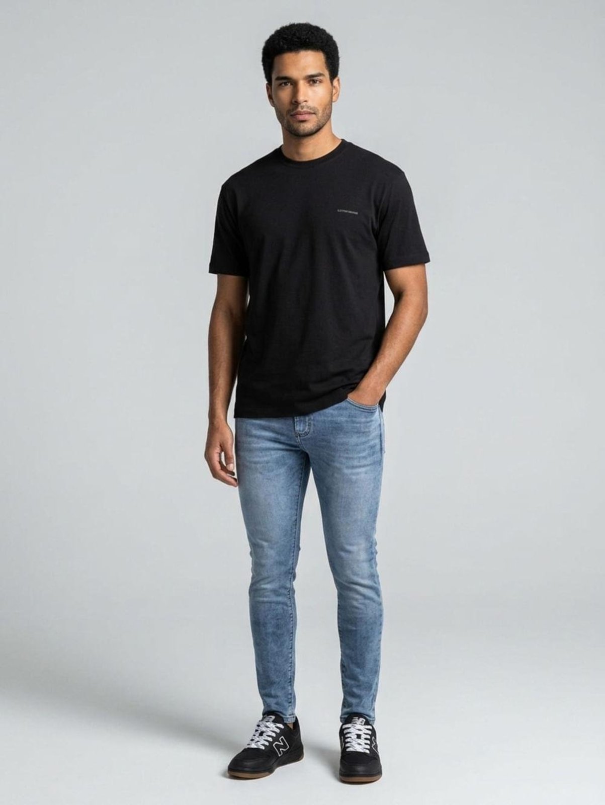 Camiseta Manga Curta Texturizada Masculina PRETO