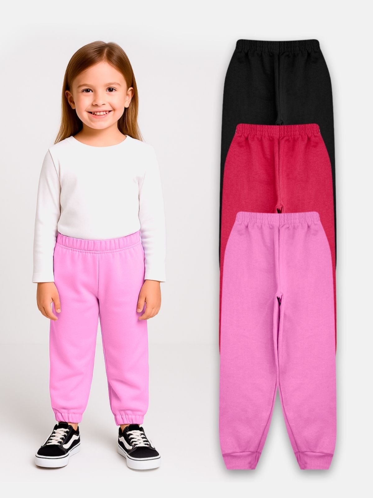 Infantil - Kit 3 Calça Moletom Peluciado Menina