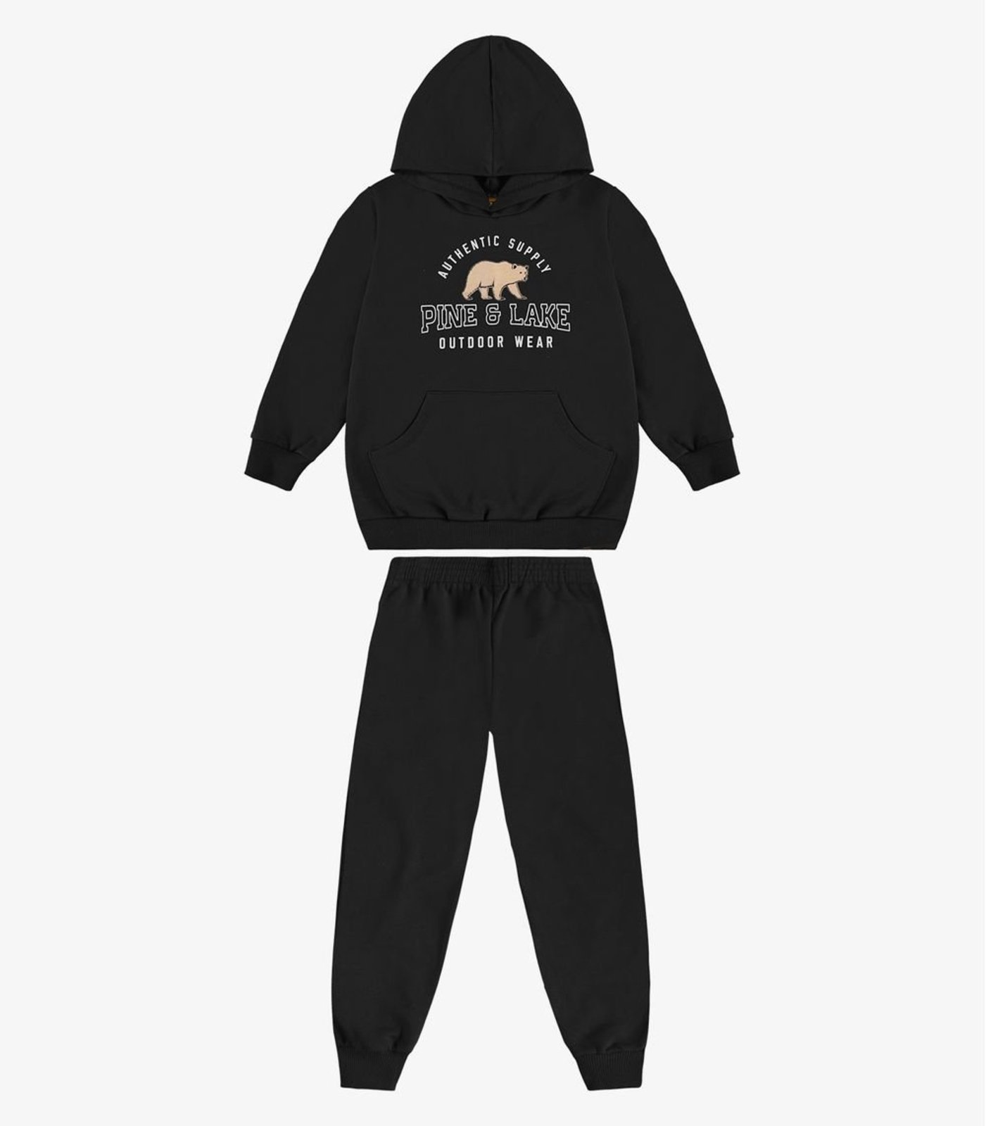 Infantil - Conjunto Blusão de Capuz e Calça Moletom Rovi Preto