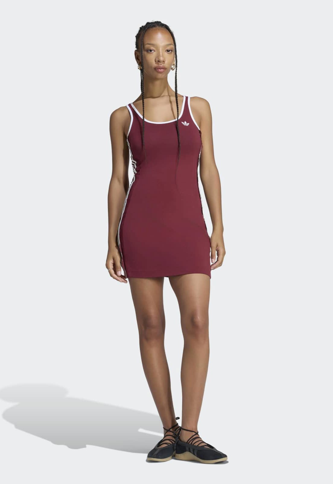 Vestido Feminino adidas Originals Curto 3 Listras Vinho
