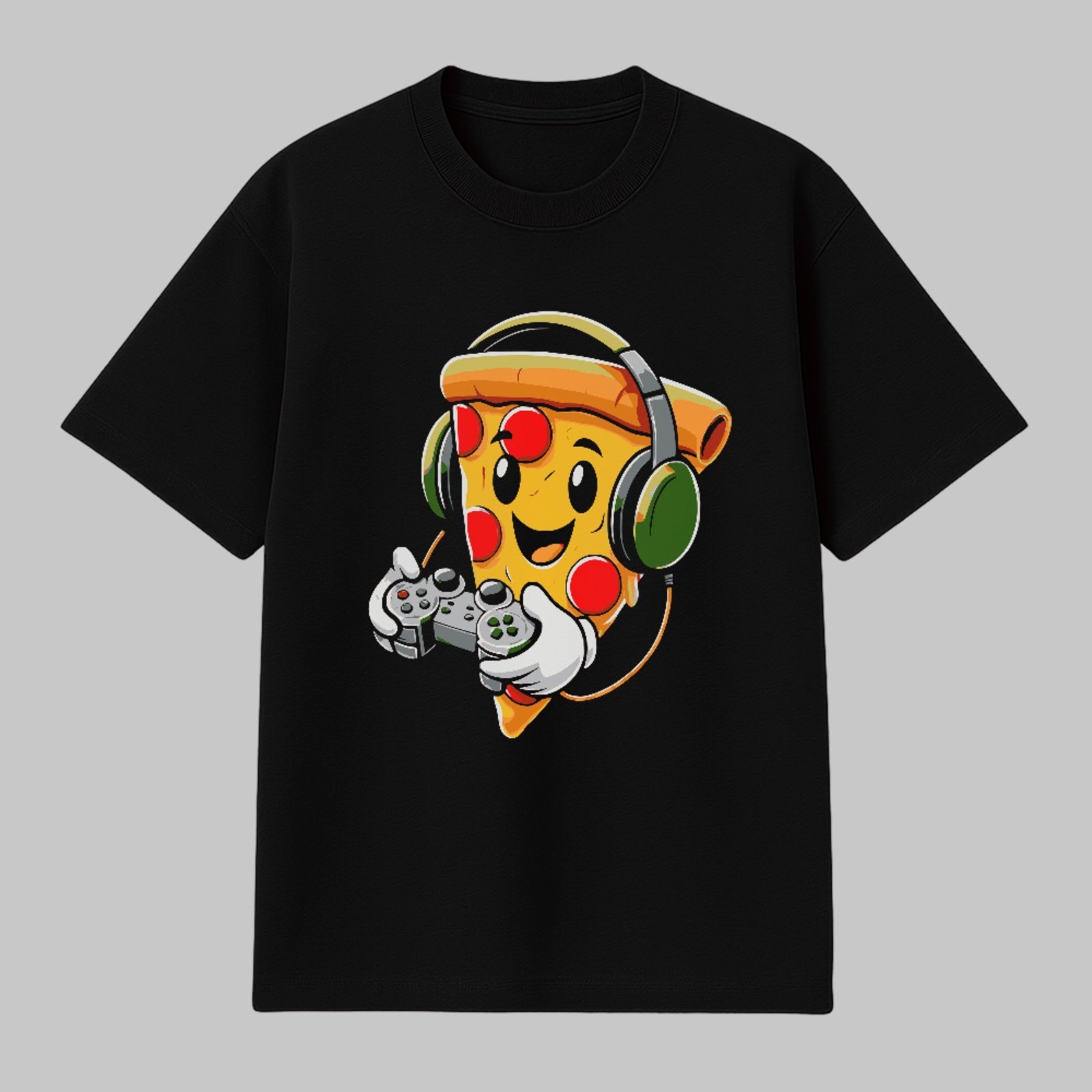 Camiseta Básica Fatia Pizza Gamer Estilo Geek Divertido Preto