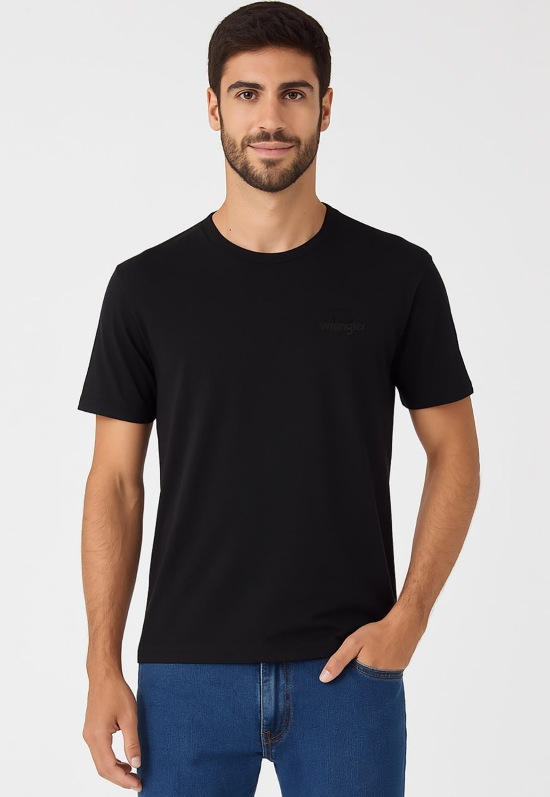 Camiseta Wrangler Gola Careca Flame Preto