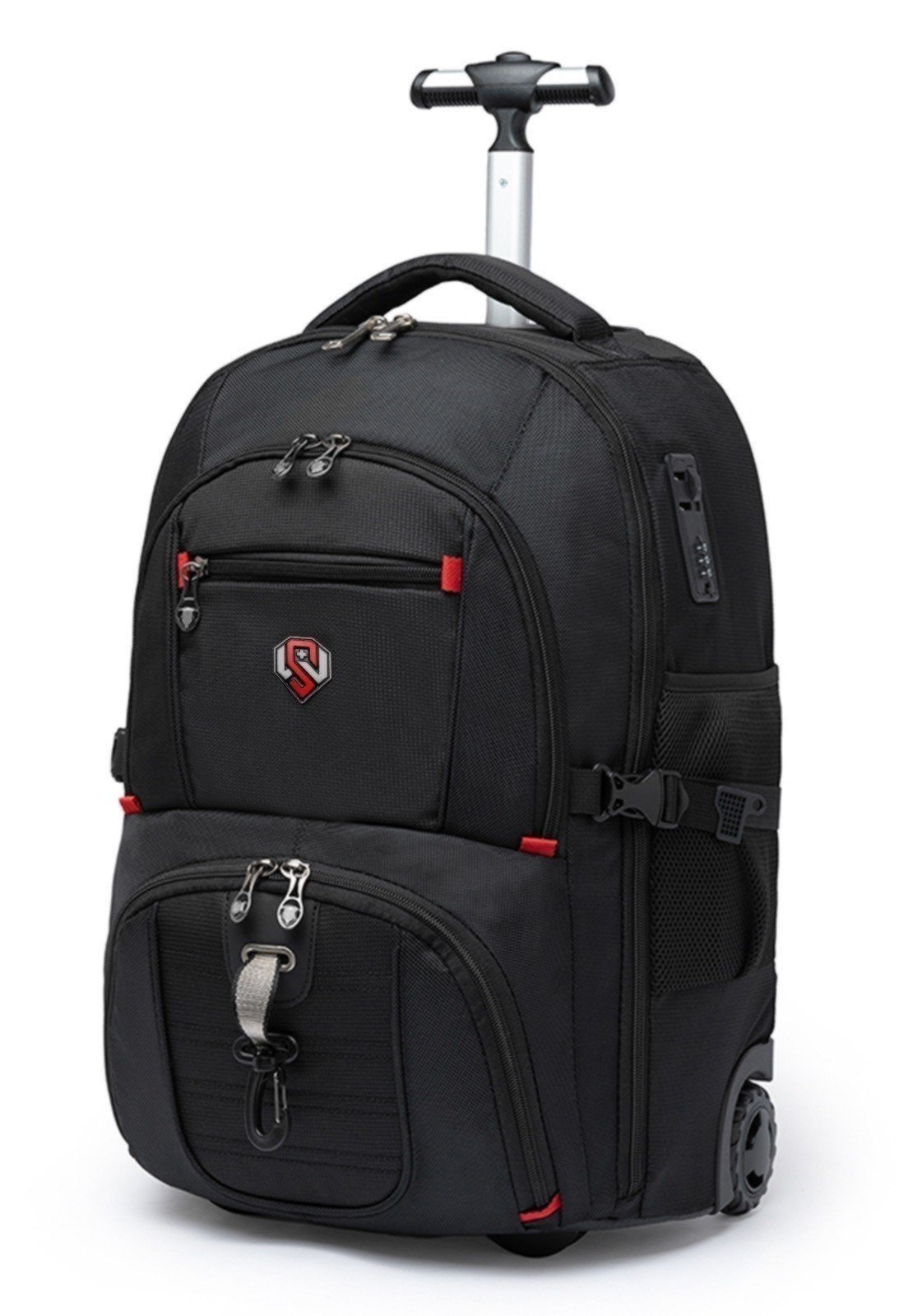 Mochila Masculina Rodinhas Antifurto Executiva Notebook 360° Preto Swissport