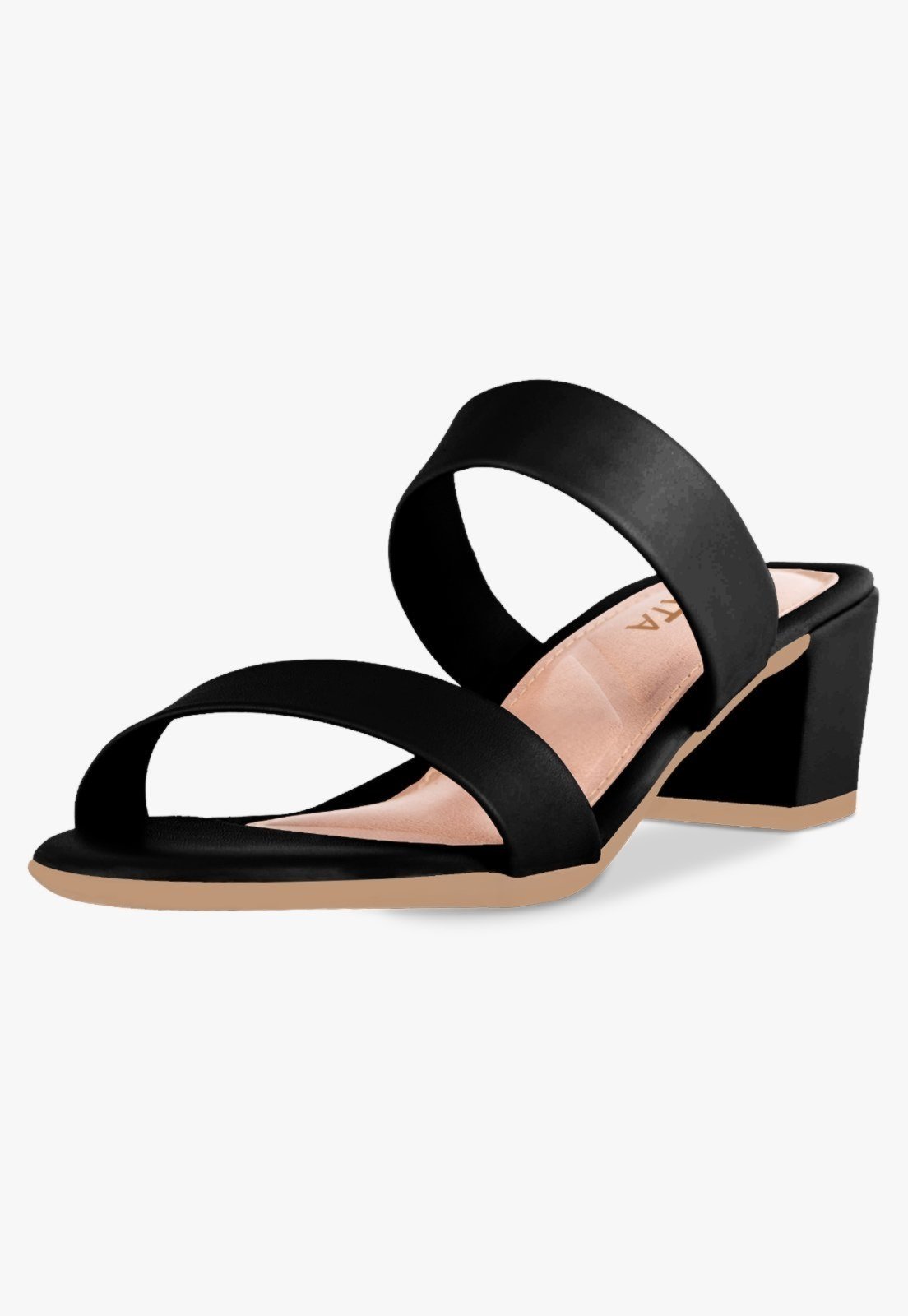 Tamanco Feminino Salto Bloco Baixo Sandalia Mule Preto