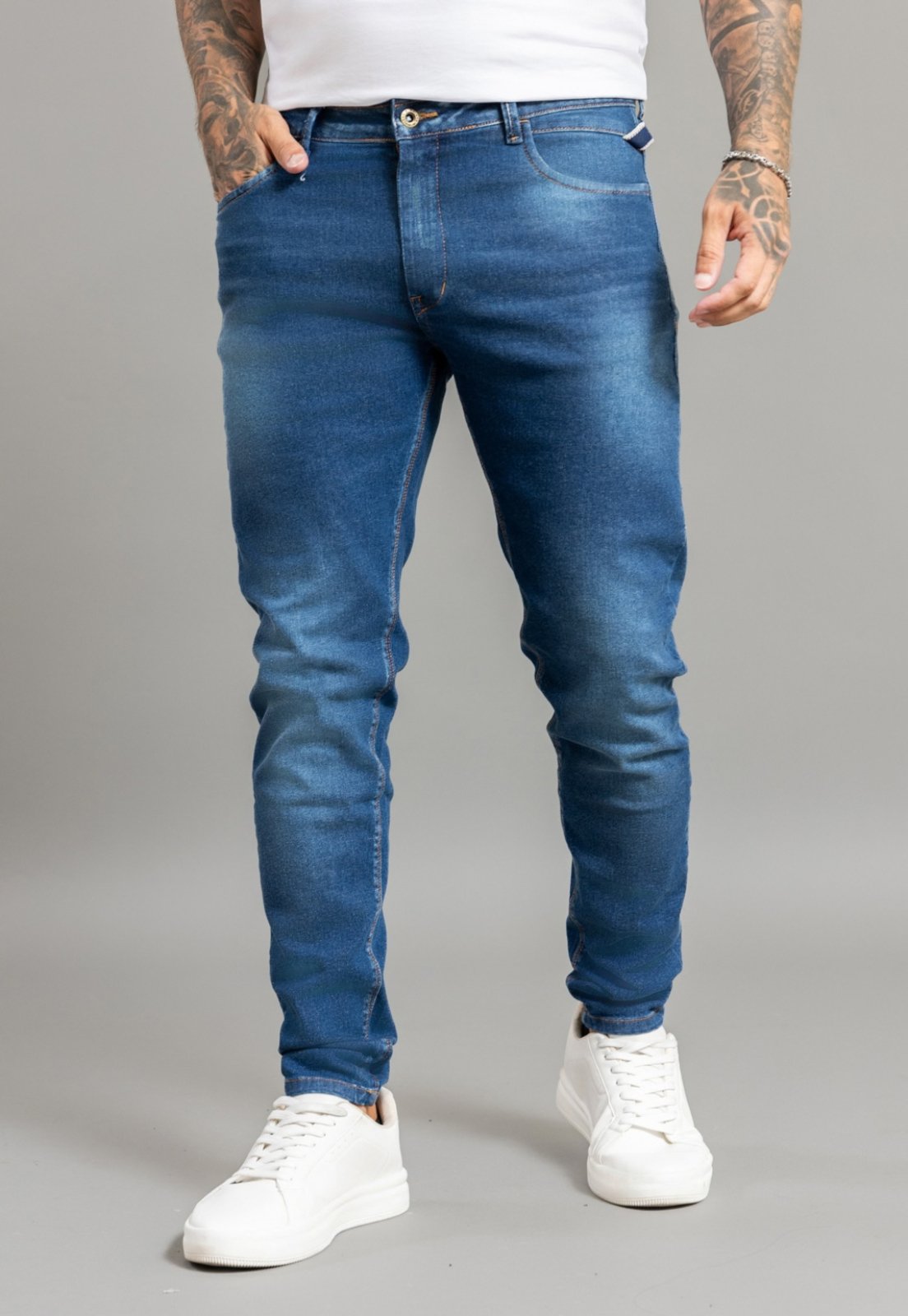Calça Masculina Jeans Skinny Tradicional Lavagem Escura Dialogo Jeans