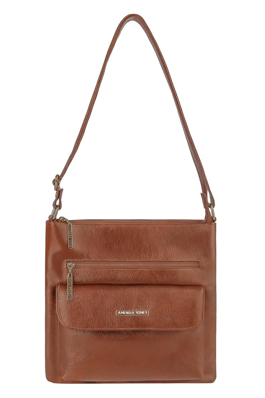 Bolsa transversal de couro liso Karen - Whisky