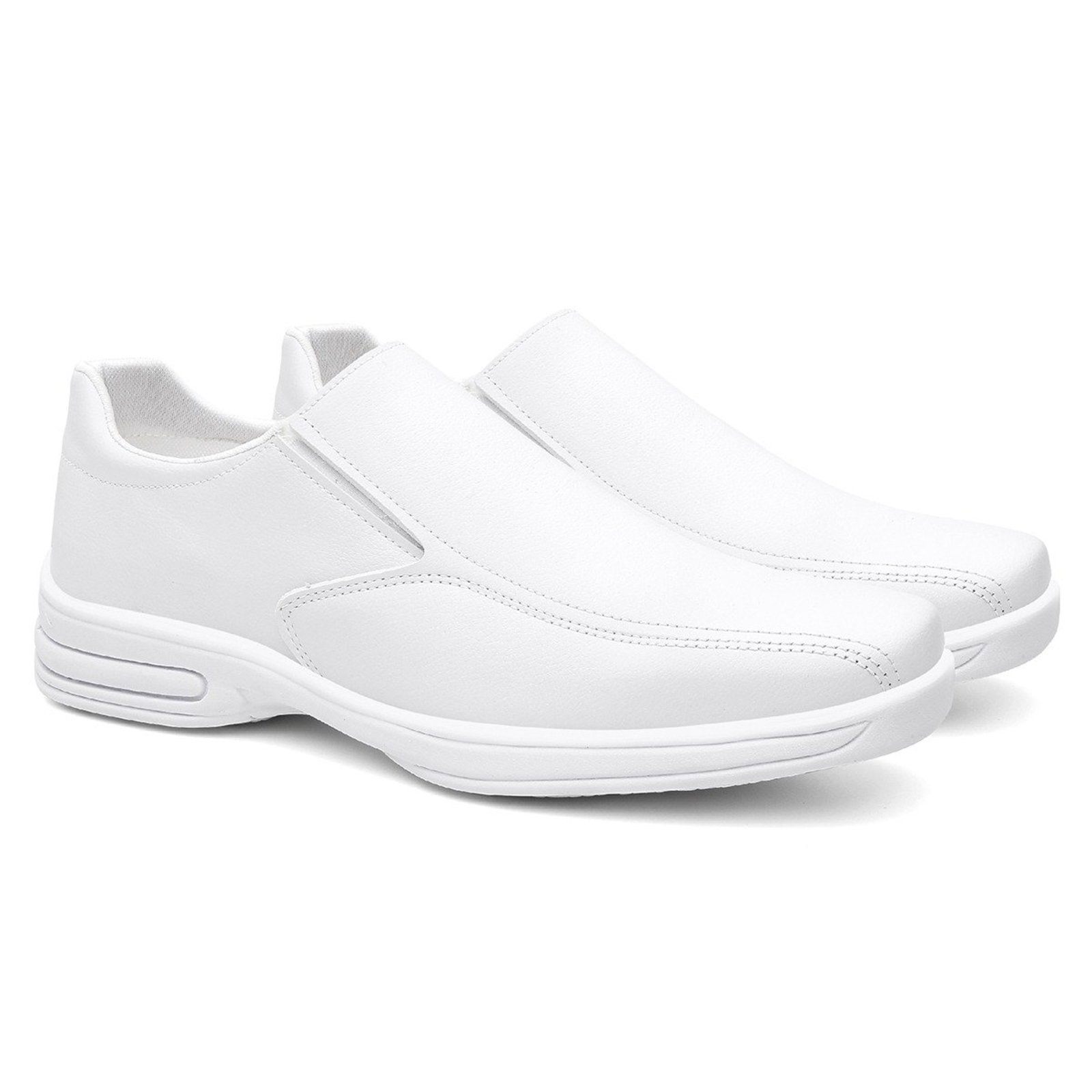 Sapato Masculino Conforto Veritimo Casual Mocassim Slip On Trabalho Enfermagem Branco