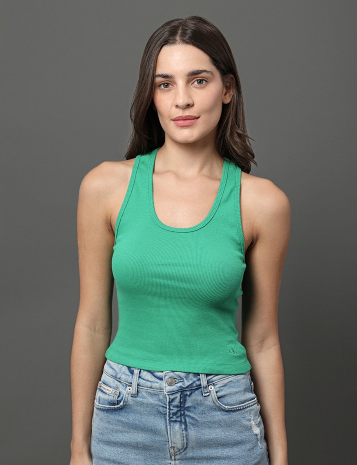 Regata Feminina Nadador Ribana Calvin Klein Jeans – Verde Médio Calvin Klein Jeans