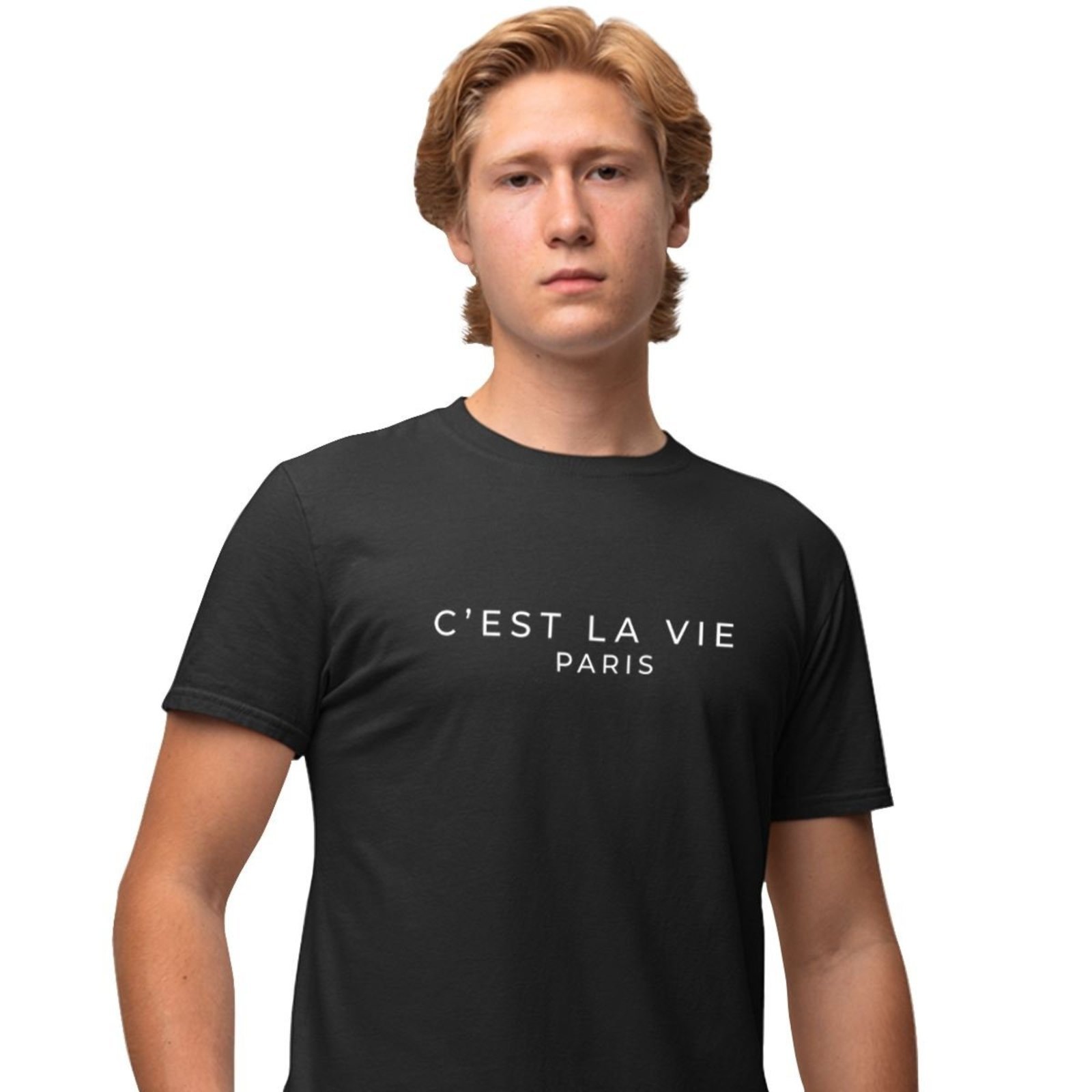 Camisa Camiseta Estampada Masculina em Algodão 30.1 C’est la Vie Paris – Preto