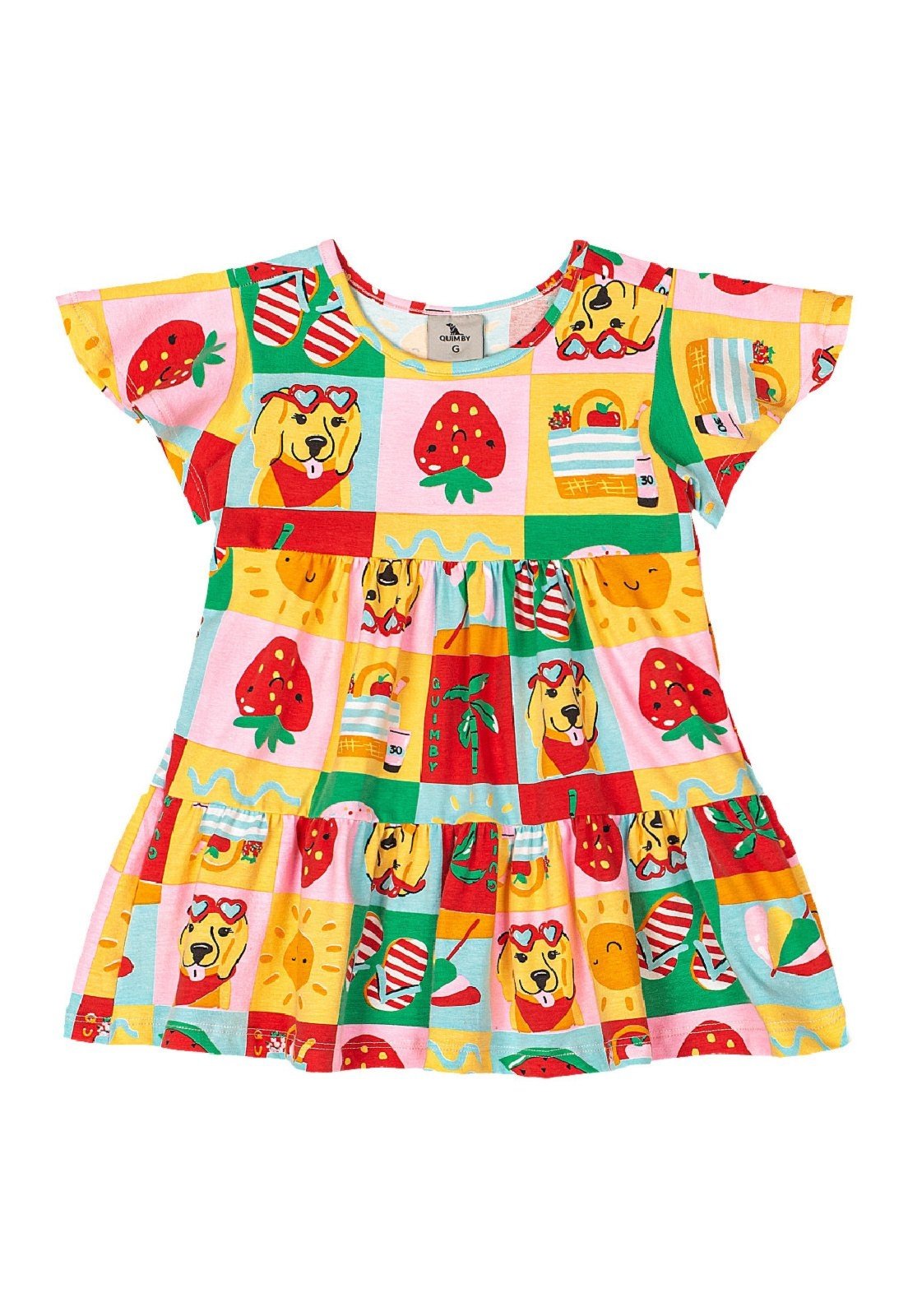 Infantil - Vestido em Cotton de Manga Evasê Quimby Amarelo