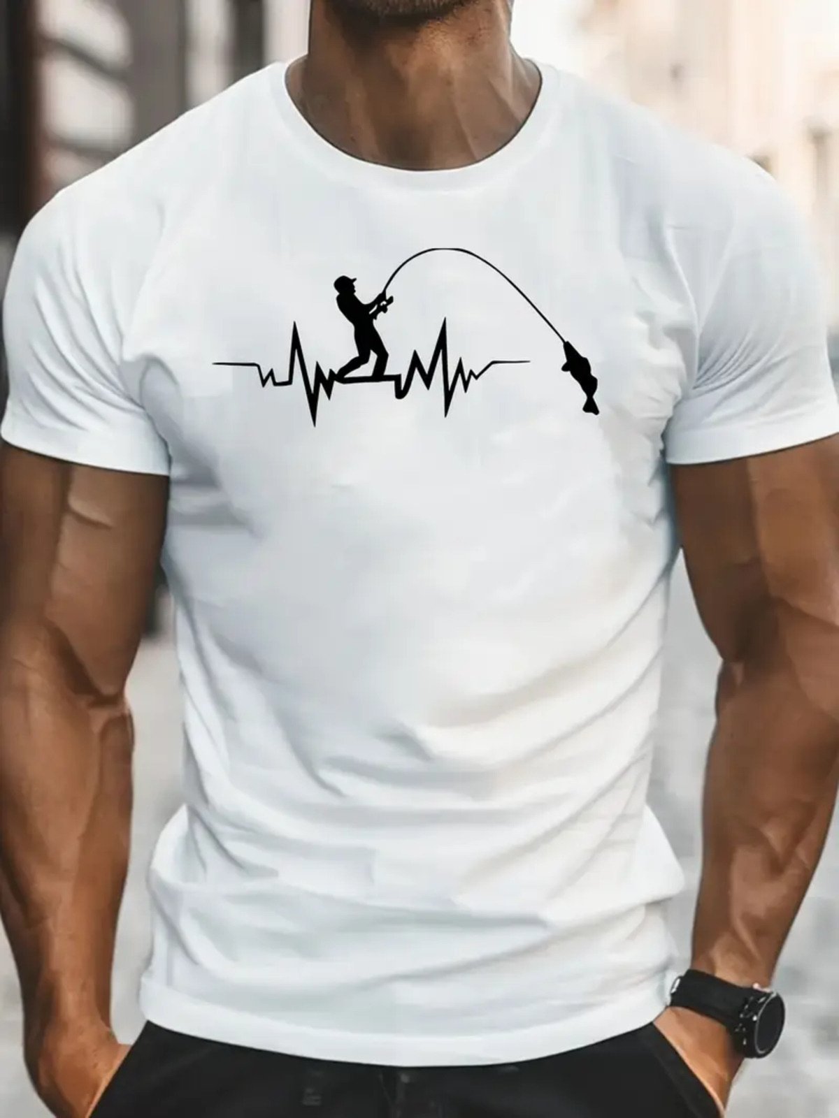 Camiseta Estampada Dia De Pesca Safira Moda Algodão Branca