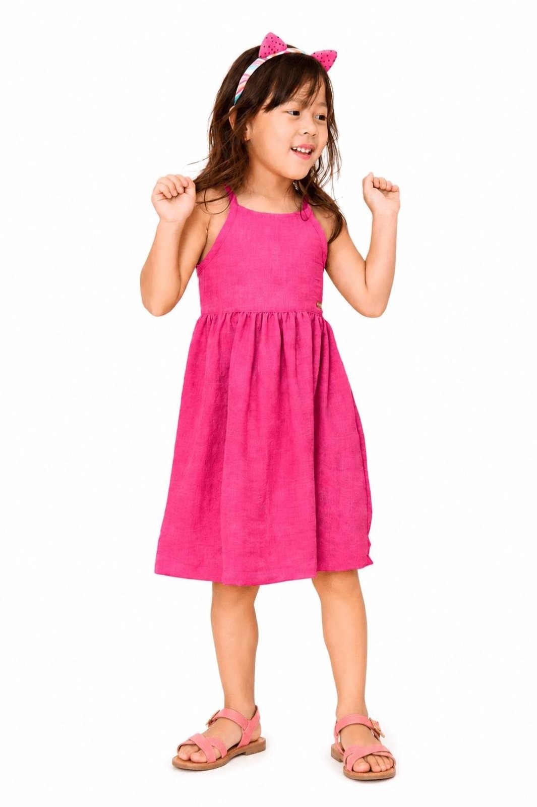 Infantil - Vestido Entre Cores Alphabeto Rosa