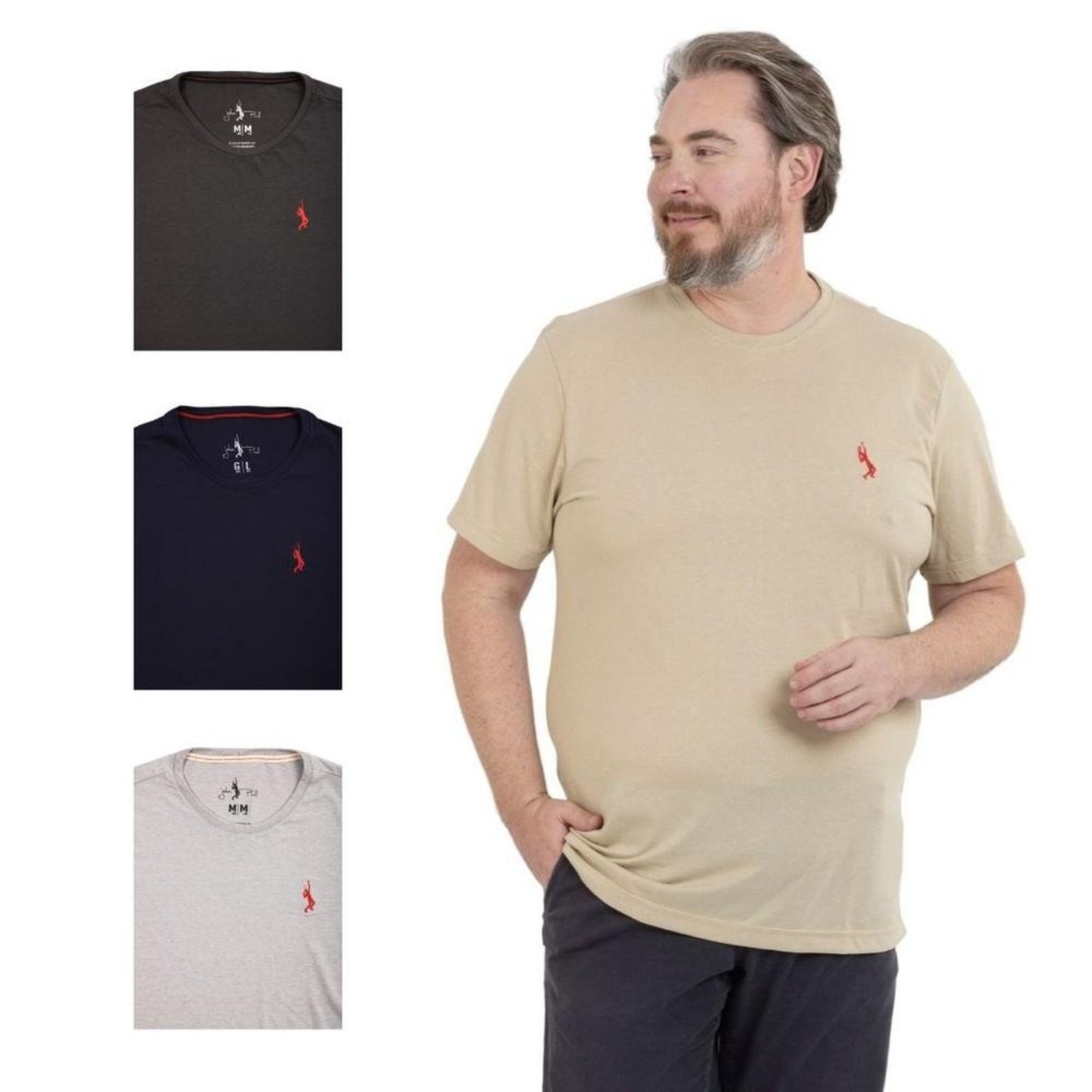 Kit 4 Camiseta Plus Size Básica Casual Masculina Confortável