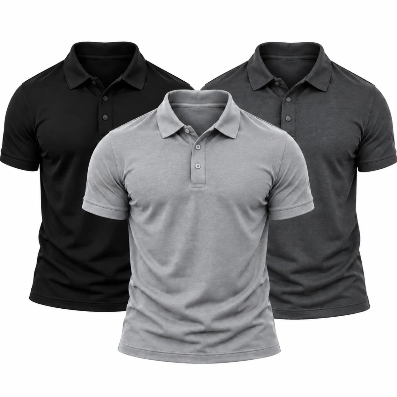 Kit 3 Camisas Polo Poliamida Masculina Básica Premium Colorido