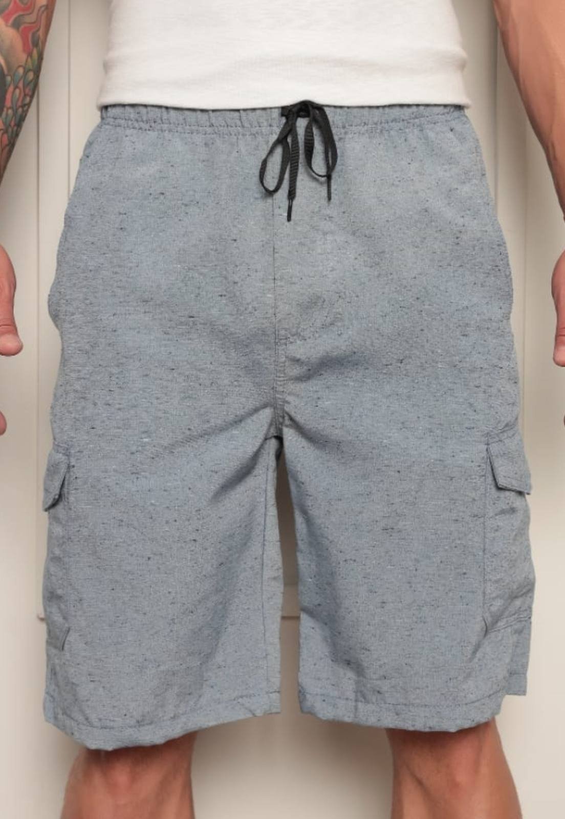 Bermuda Masculina Casual Jogger Avec com Cordão Ajustável Cinza