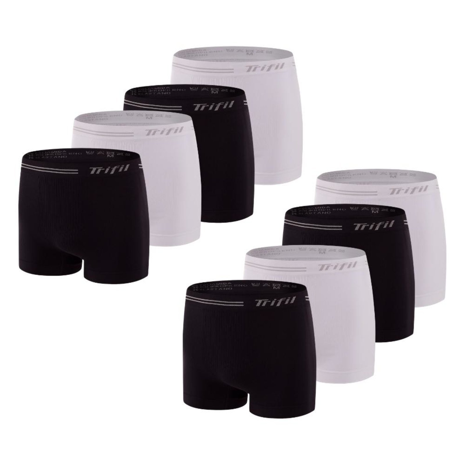 Kit Com 8 Cuecas Box Masculino Trifil Sem Costura Microfibra