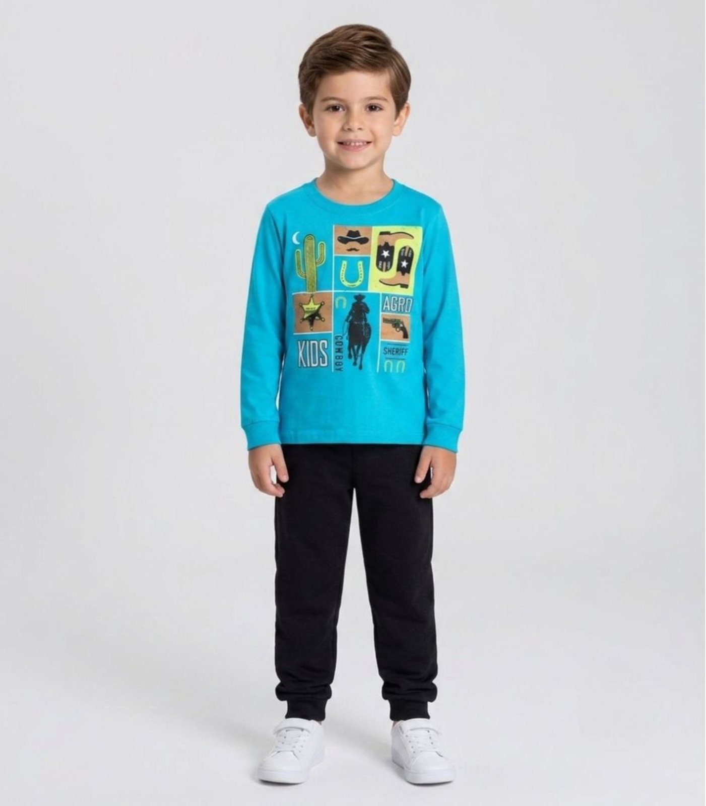 Infantil - Conjunto Menino Blusa Longa E Calça Kappes Azul
