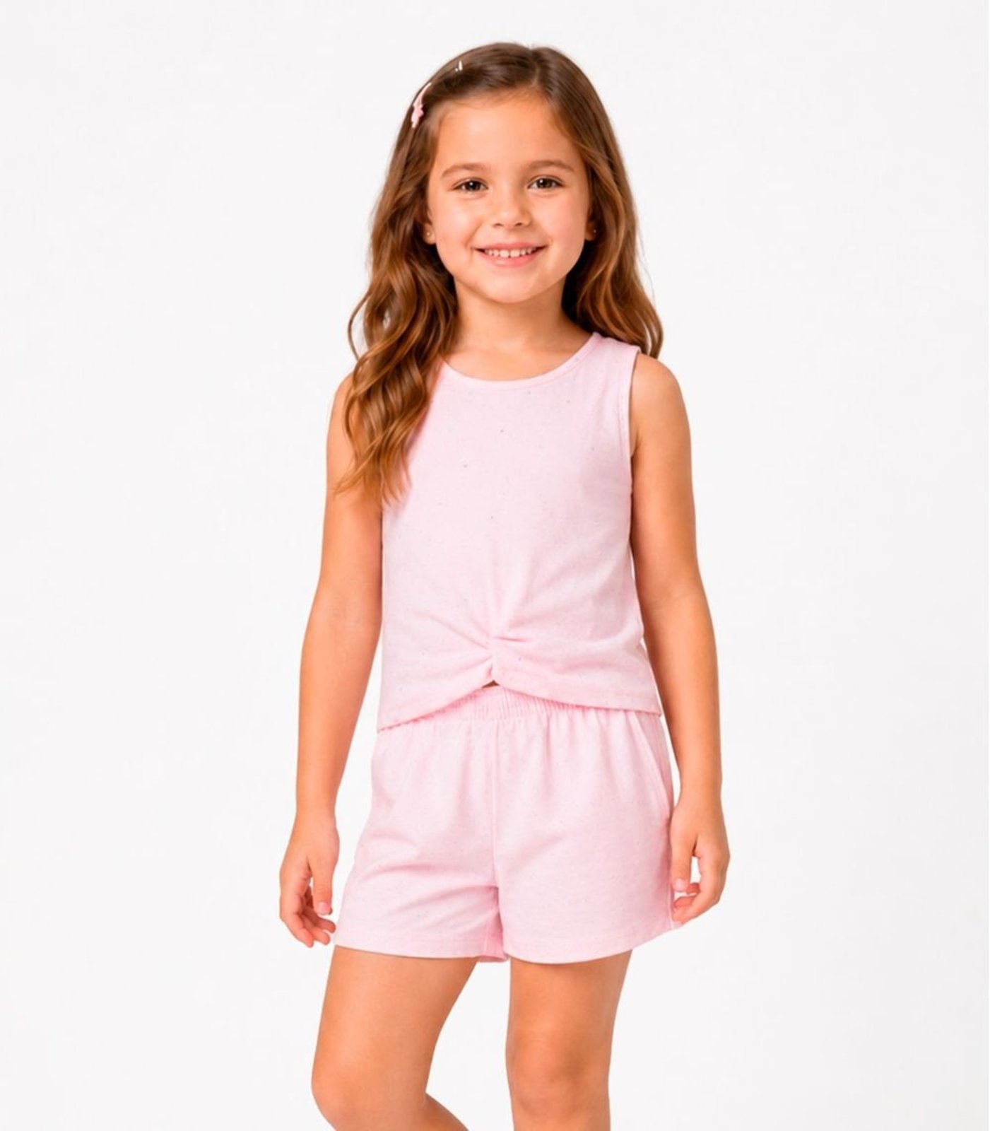Infantil - Conjunto Menina Regata e Short Select Rosa