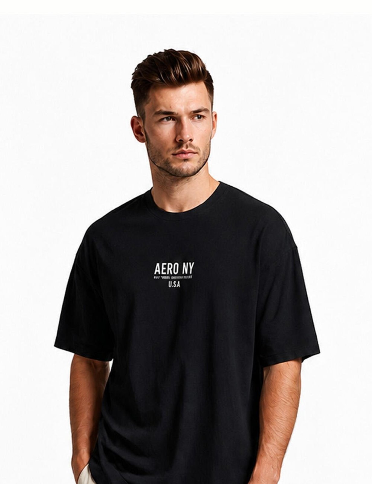 Camiseta Manga Curta Masculino Oversized Silkada Aéropostale 87130121 Preto