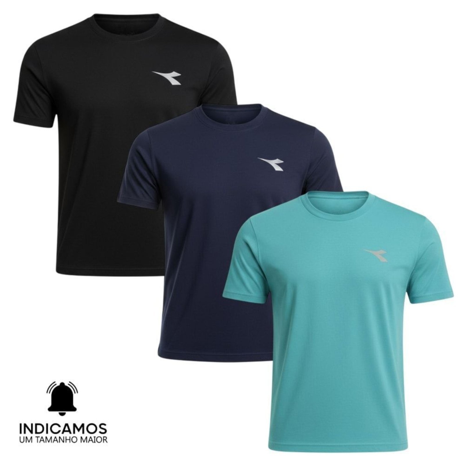 Kit 3 Camisetas Diadora Small Logo Masculina - Preto - diadora