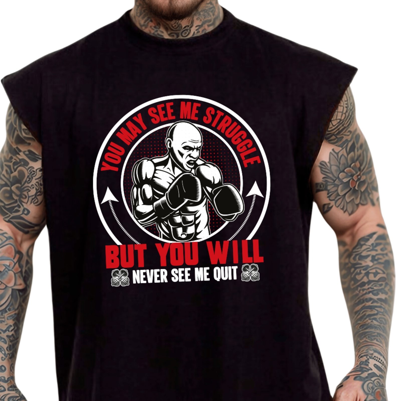 Camiseta Regata Machão Ousy You May See Me Struggle Oversized Masculina Preto