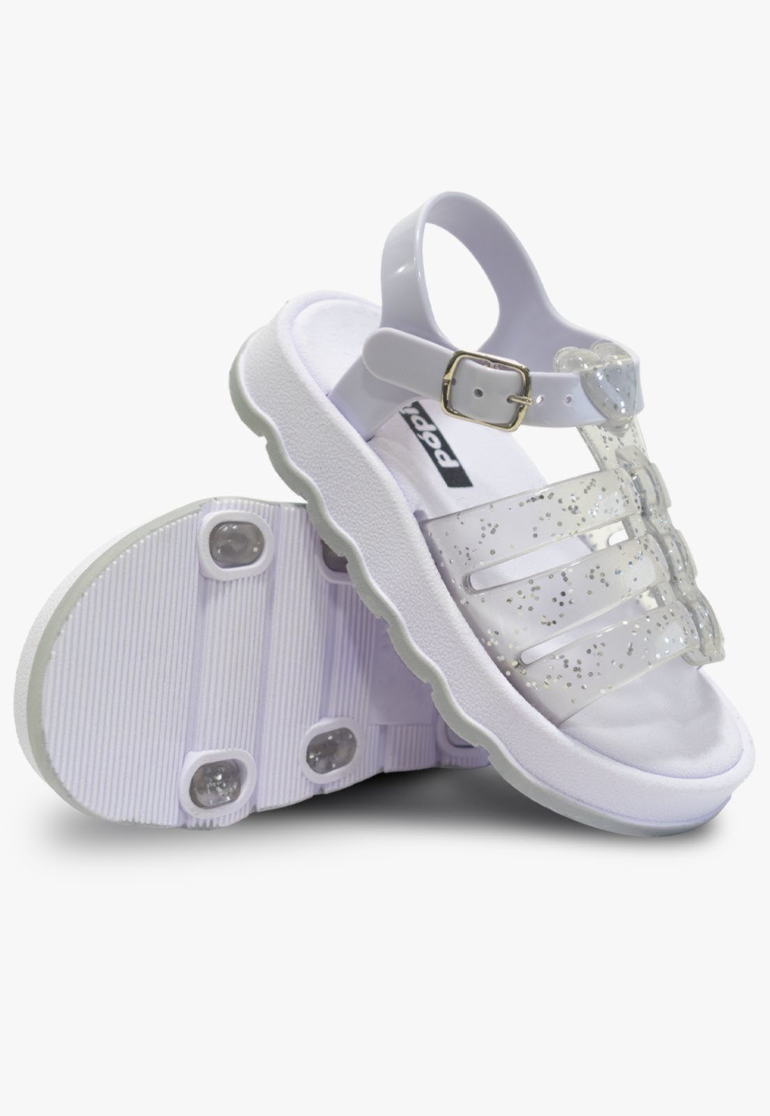Vista 3 Infantil - Sandália Pópidi Menina Glitter prata Pópidí prata