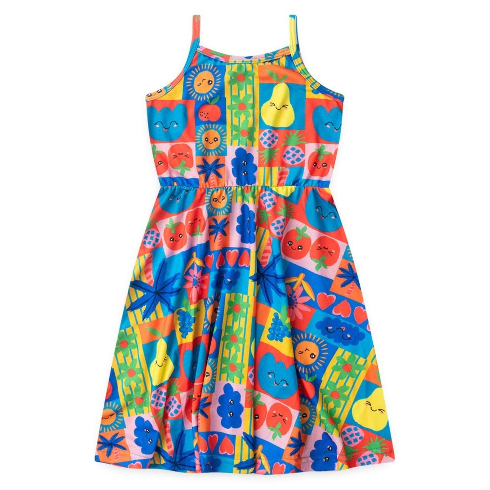 Vista 3 Infantil - Vestido Alcinha Verão Menina Frutinhas Divertidas Molekada azul