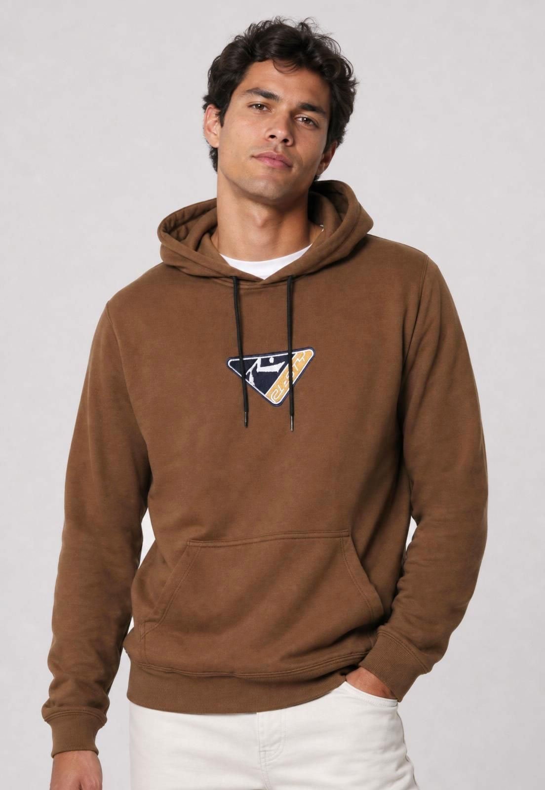 Blusa de Moletom Masculina Rusty Capuz Marrom