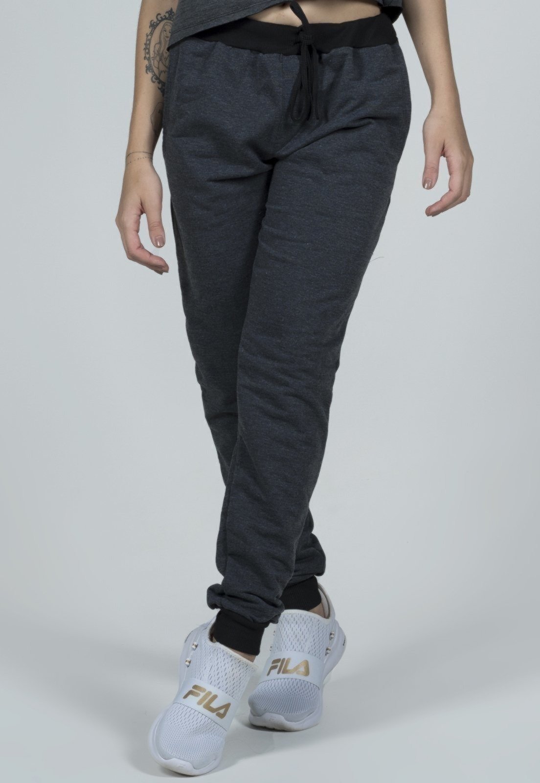 Calça Unissex WLS Modas Inverno Casual Moletom Chumbo