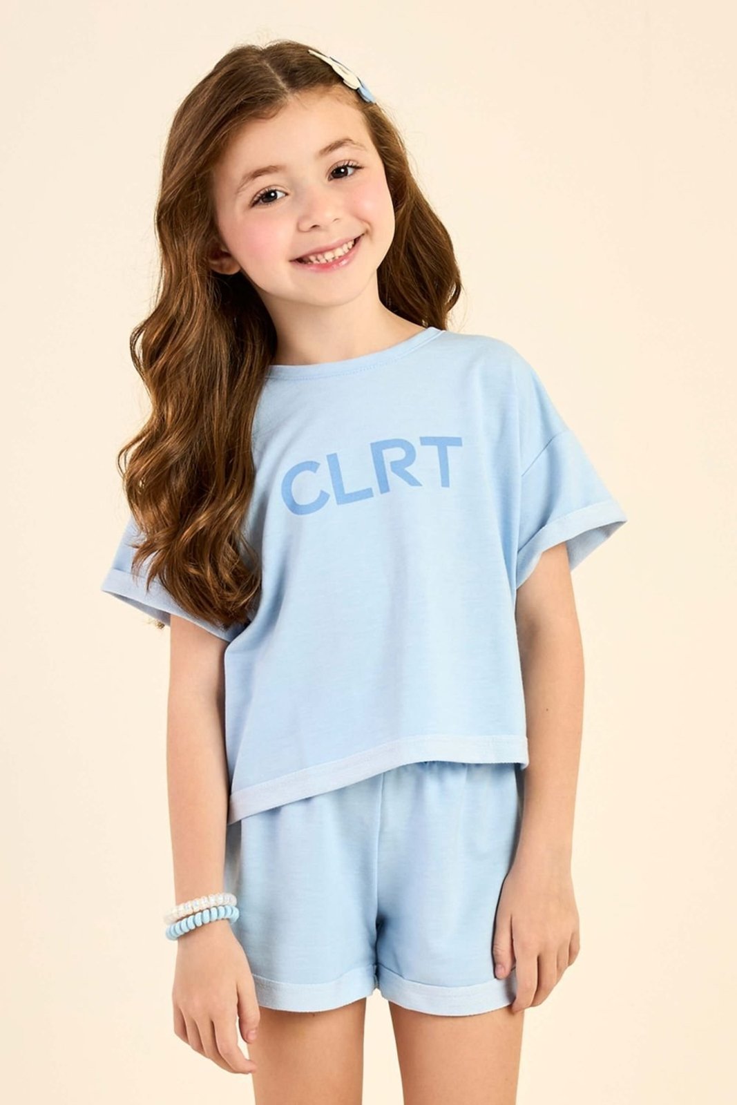 Infantil - Conjunto Menina Blusa e Shorts Colorittá Azul