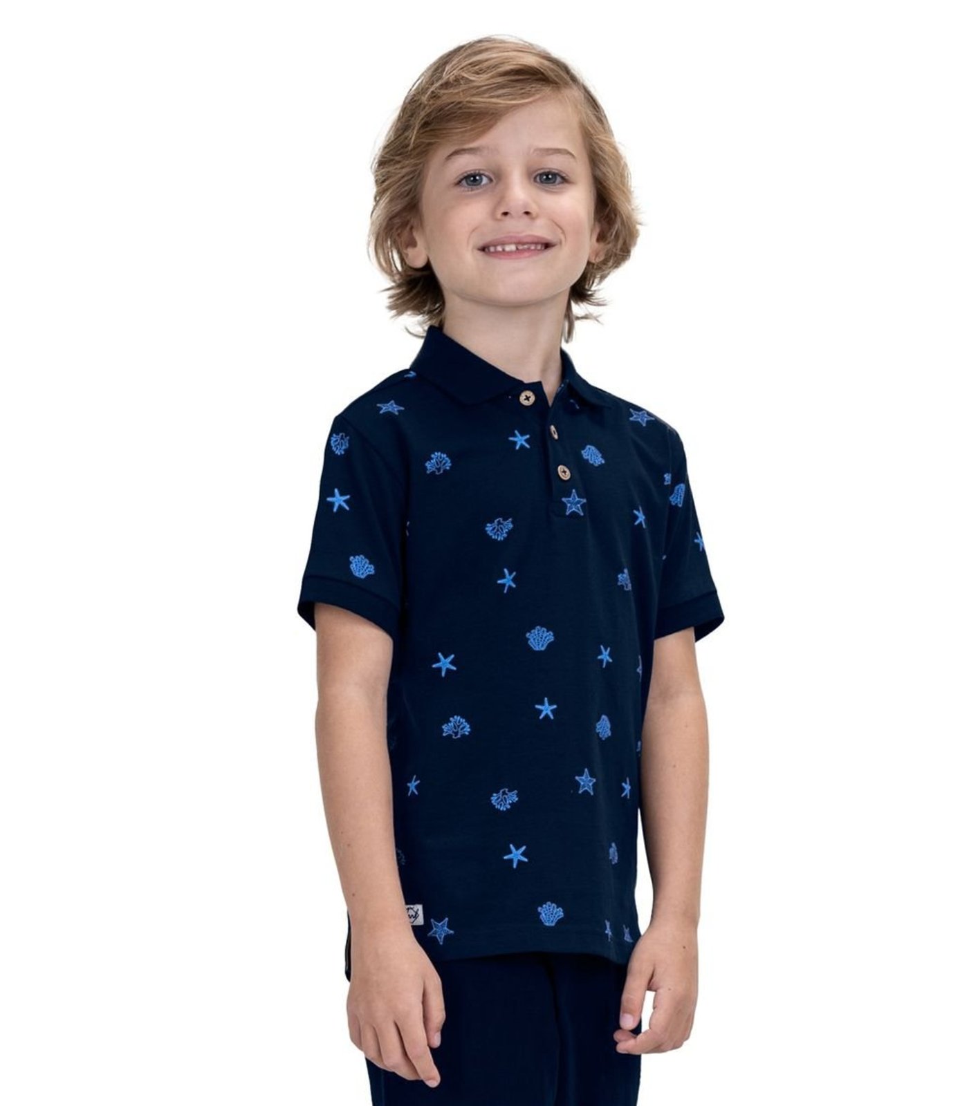 Infantil - Polo Estampada Trick Nick Azul