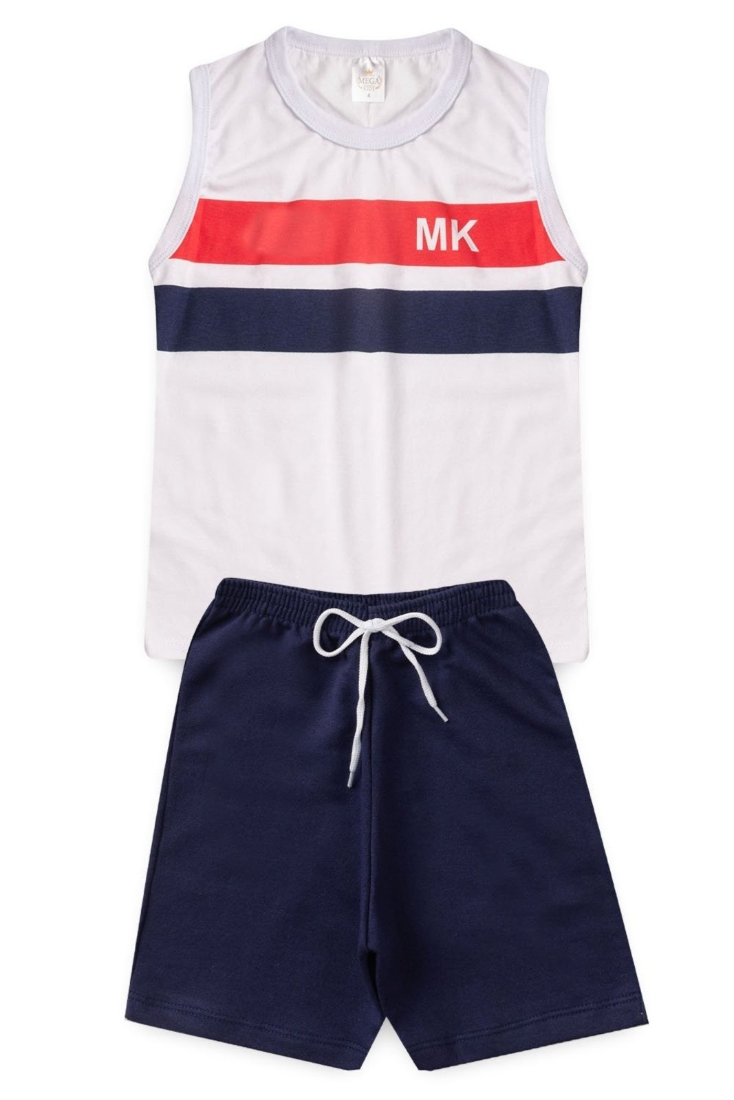 Vista 2 Infantil - Conjunto Verão Masculino Regata MK - Branco Mega Kids unico Mega Kids unico