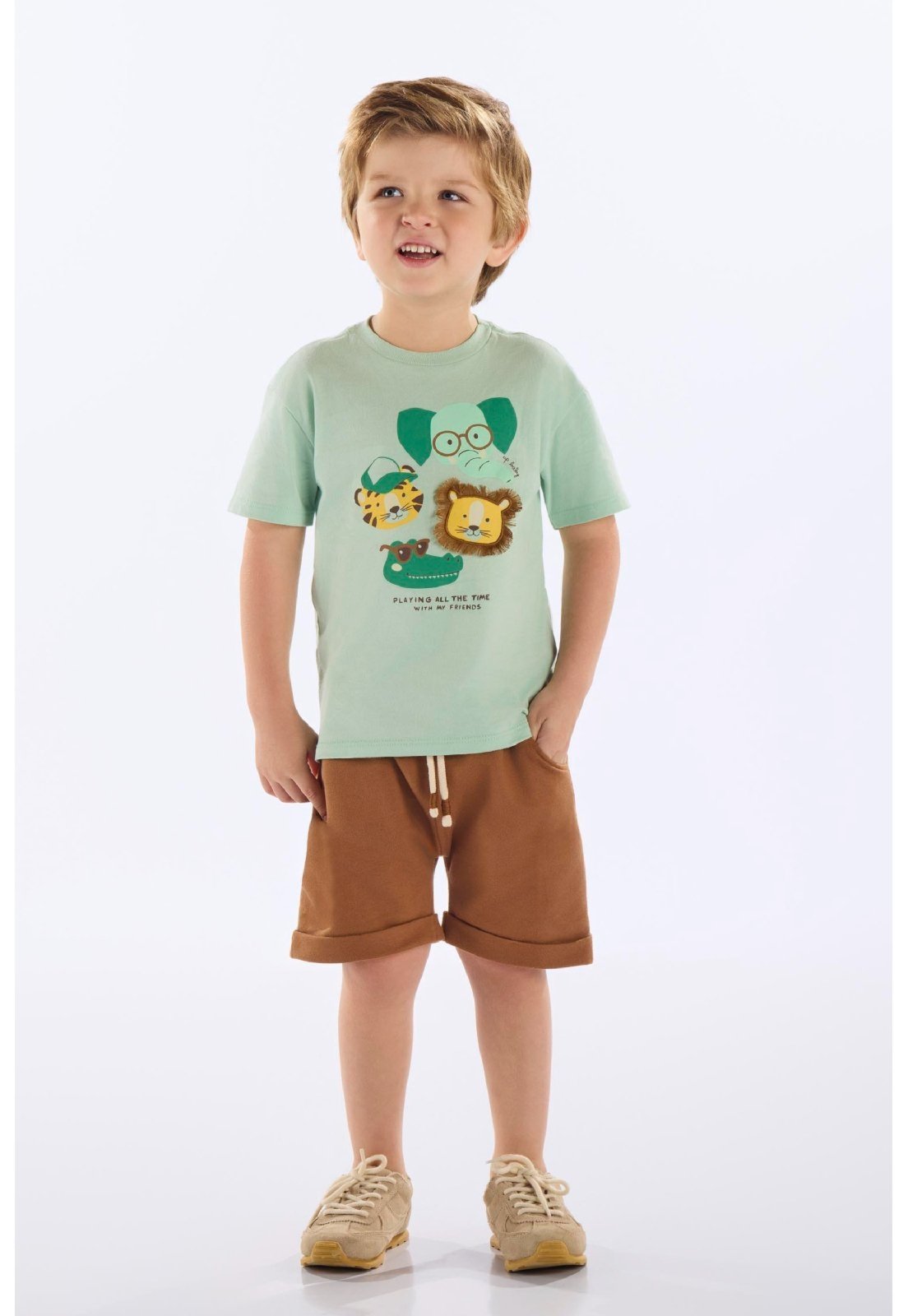 Infantil – Conjunto Camiseta e Bermuda Up Baby Verde