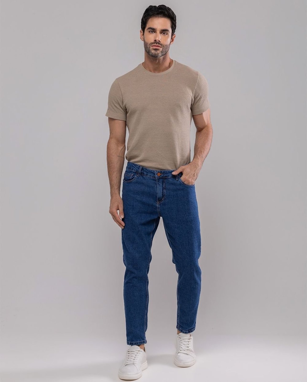 Calça Jeans Slim Fit Masculina Premium Cano Curto 24567 Escura Consciência