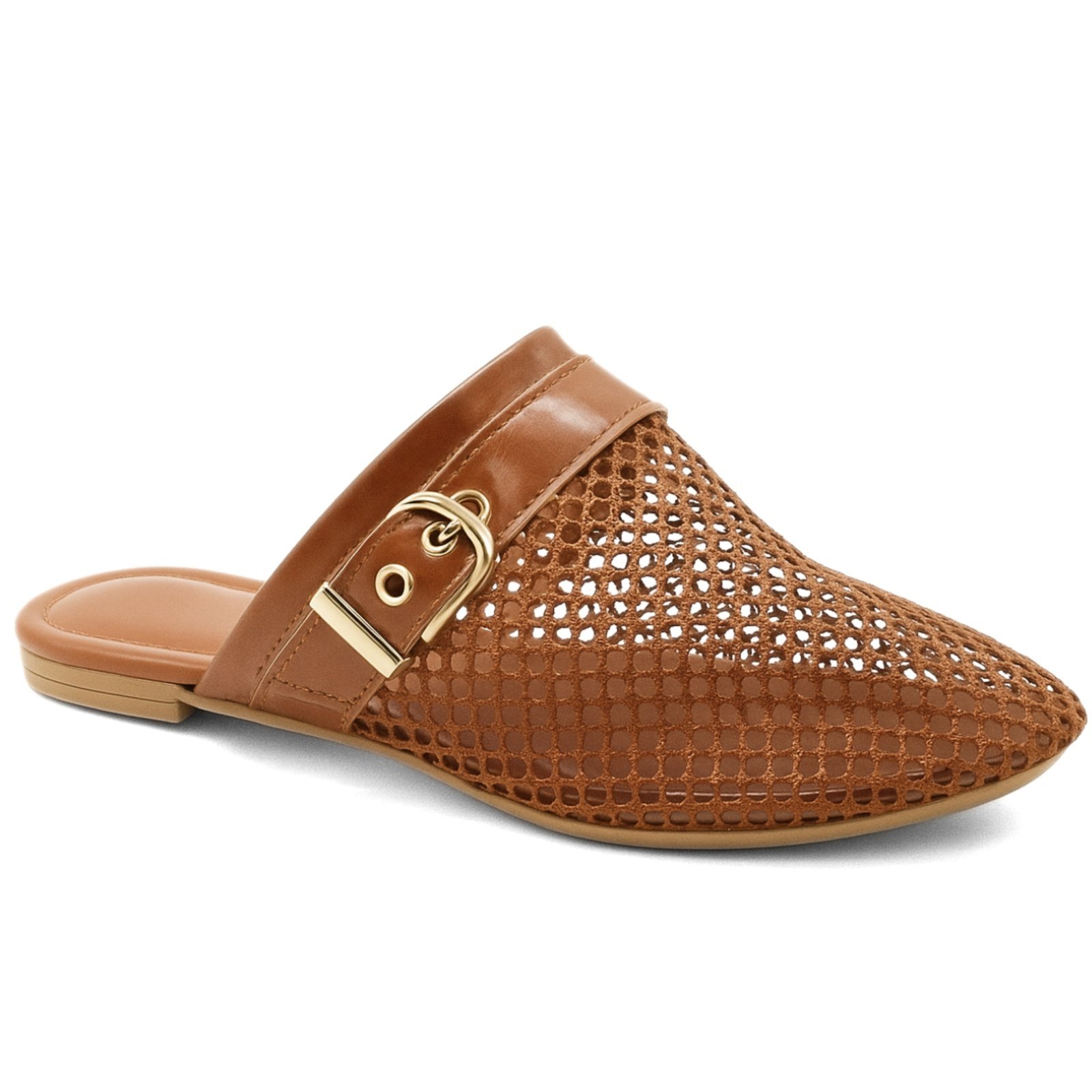 Mule Mocassim Vazado Redinha Slip On Feminino Confortável Cacau 5402