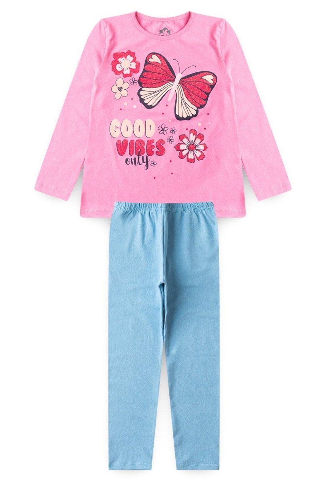 Infantil - Conjunto Menina 4 Peças Inverno 2 Blusas Manga Longa + 2 Calças Legging Tam 4 ao 14