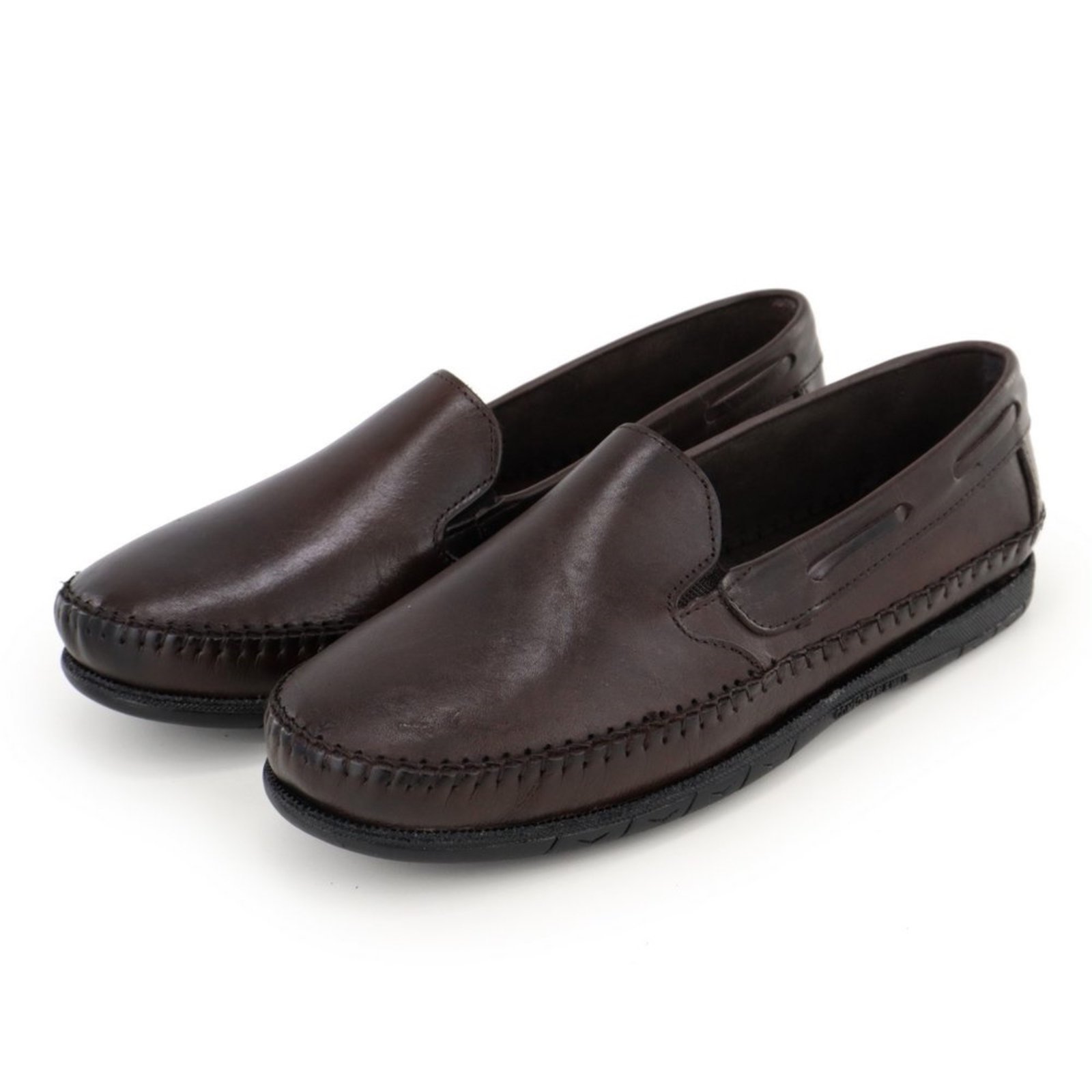 Sapato Mocassim Sapatilha em Couro Masculino Café
