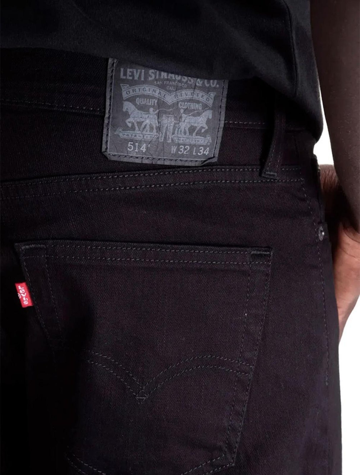 Vista 3 Calça Jeans Levis 514 Straight Preta preto Levis preto