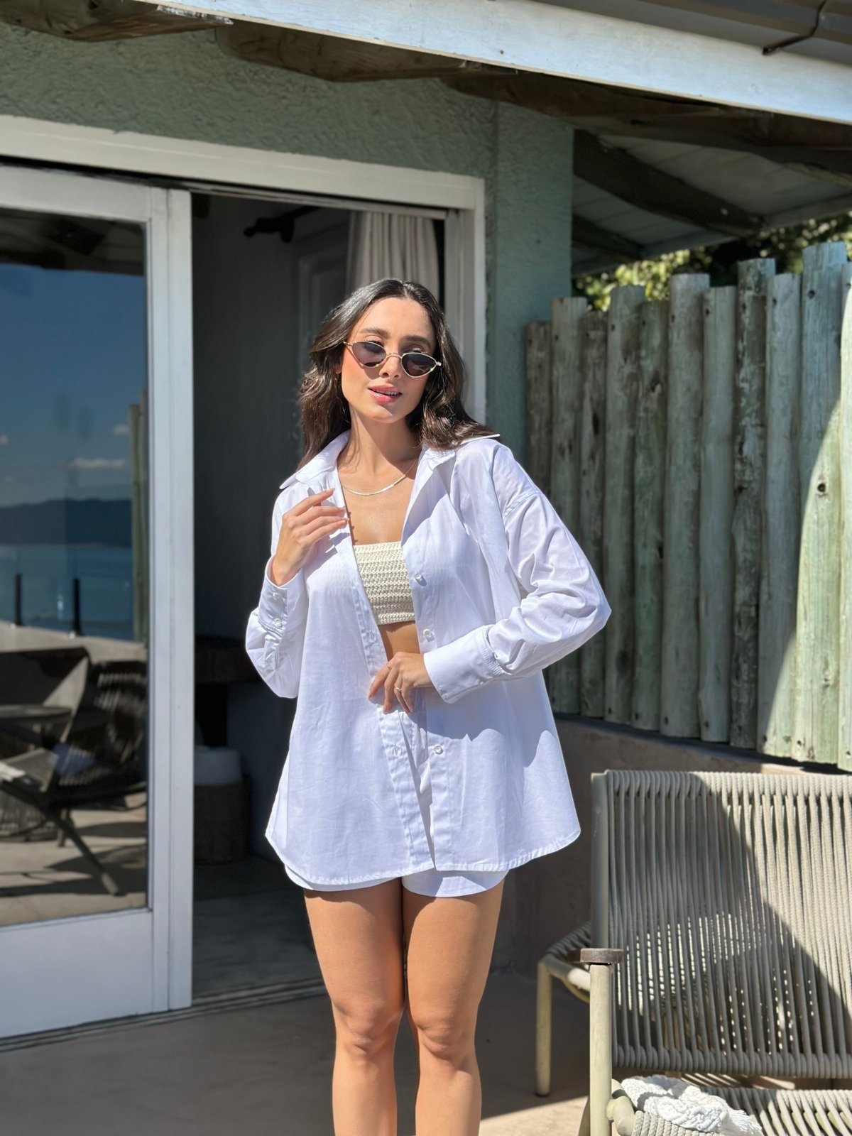 Camisa Oversize Chiara Pitaia Beachwear Branca